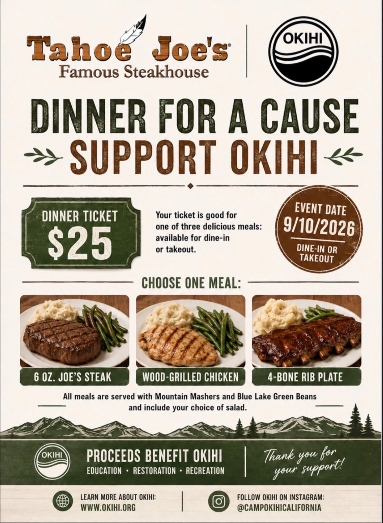 Tahoe Joe's Fundraiser Dinner