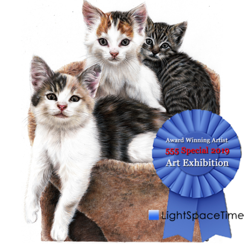 Copy of Light Space Time - 555 Special Exhibition summer 2019 4th place Artist Sema Martin 'Three Happy Kittens'