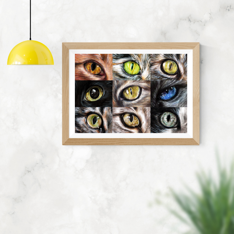 Cat Eyes, Giclée Cat Eye Wall Print, Cat lover gift, Giclée Wall art print, Cat Lover Birthday gifts, Giclée Cat art, cat décor