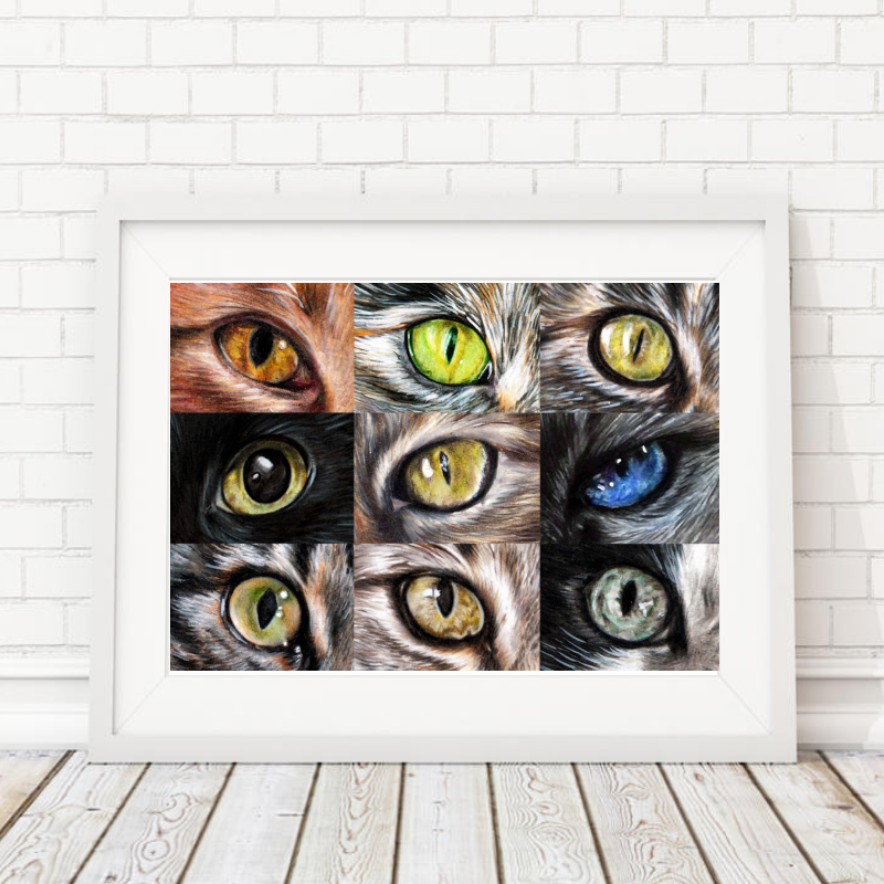 Cat Eyes, Giclée Cat Eye Wall Print, Cat lover gift, Giclée Wall art print, Cat Lover Birthday gifts, Giclée Cat art, cat décor