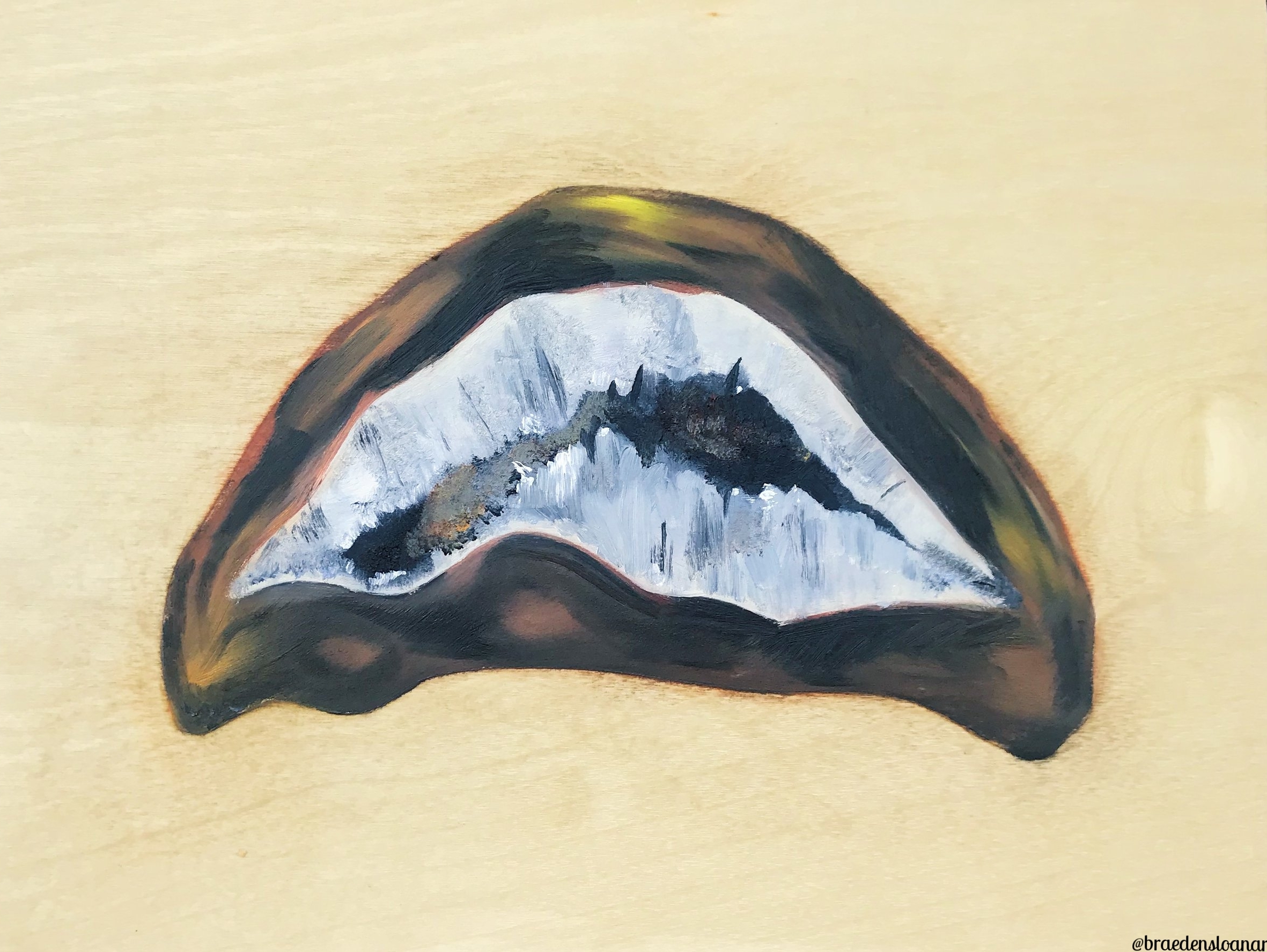 Geode Crystal   Oil paint on unprimed wood panel  