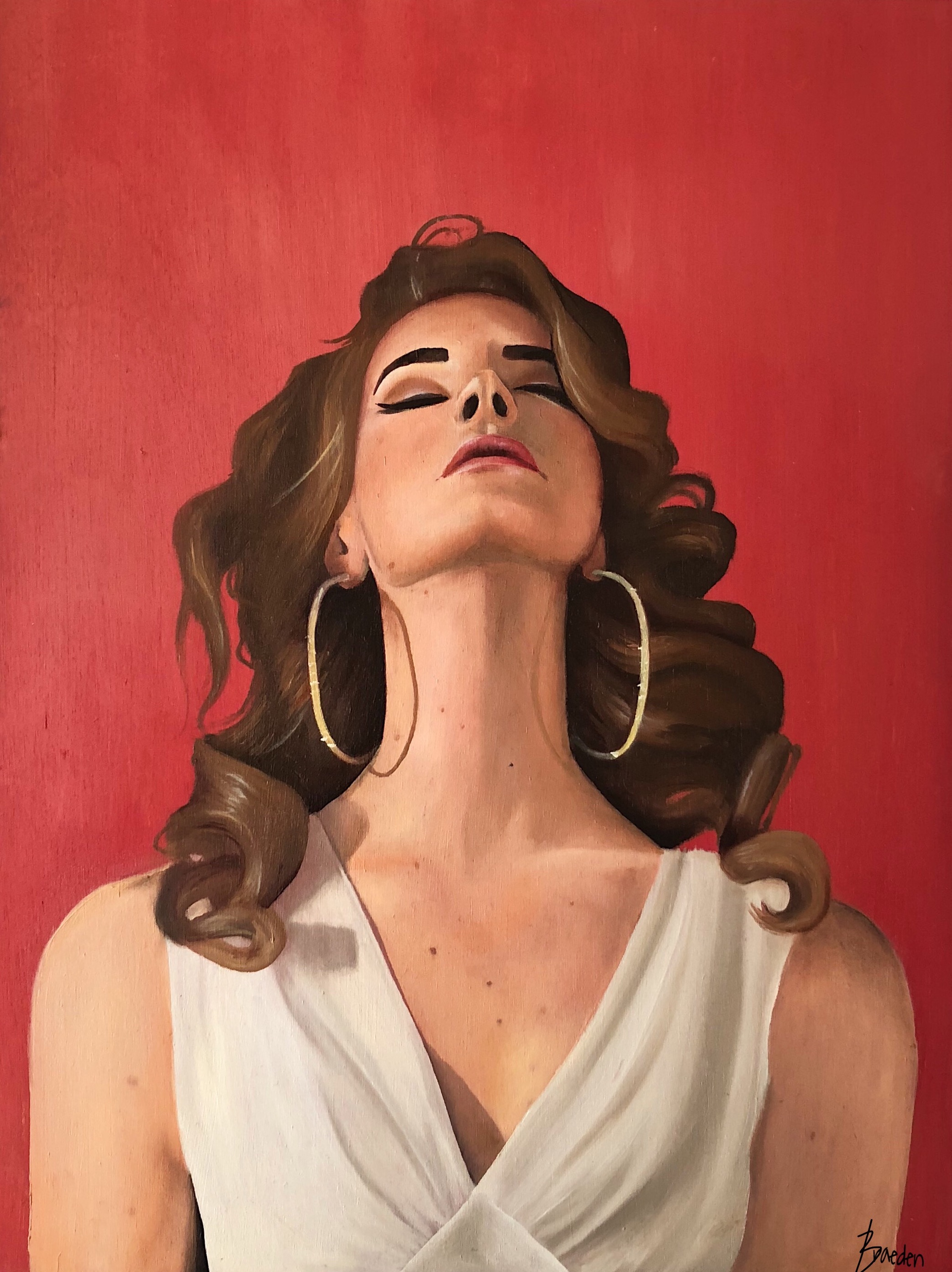  Lana Del Ray Portrait  oil paint on wood panel   