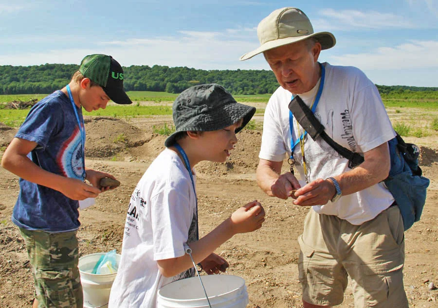 Dr. Merrill Foster with students on a Fossil and Rock Expedition