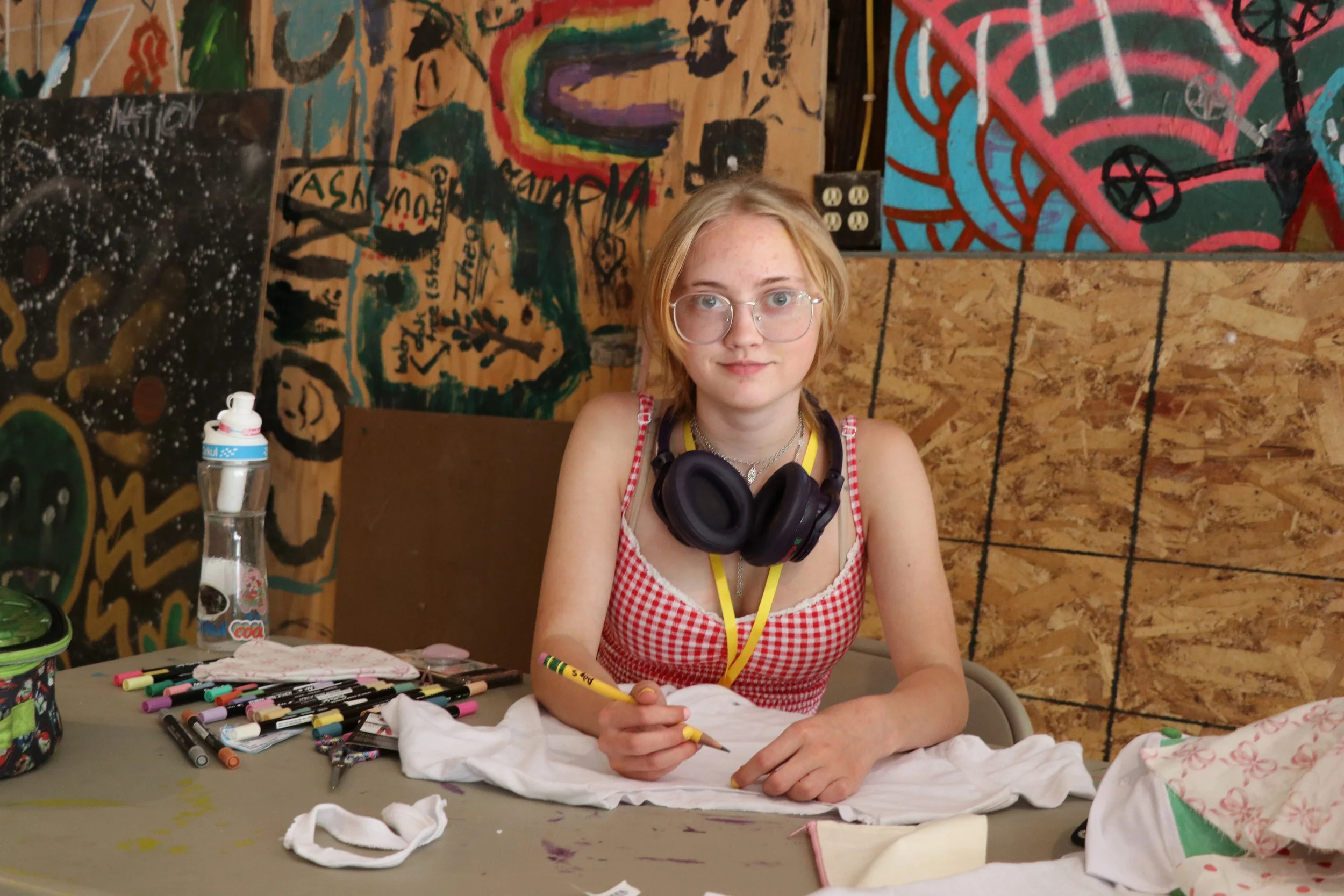 Fabric arts student smile .JPG