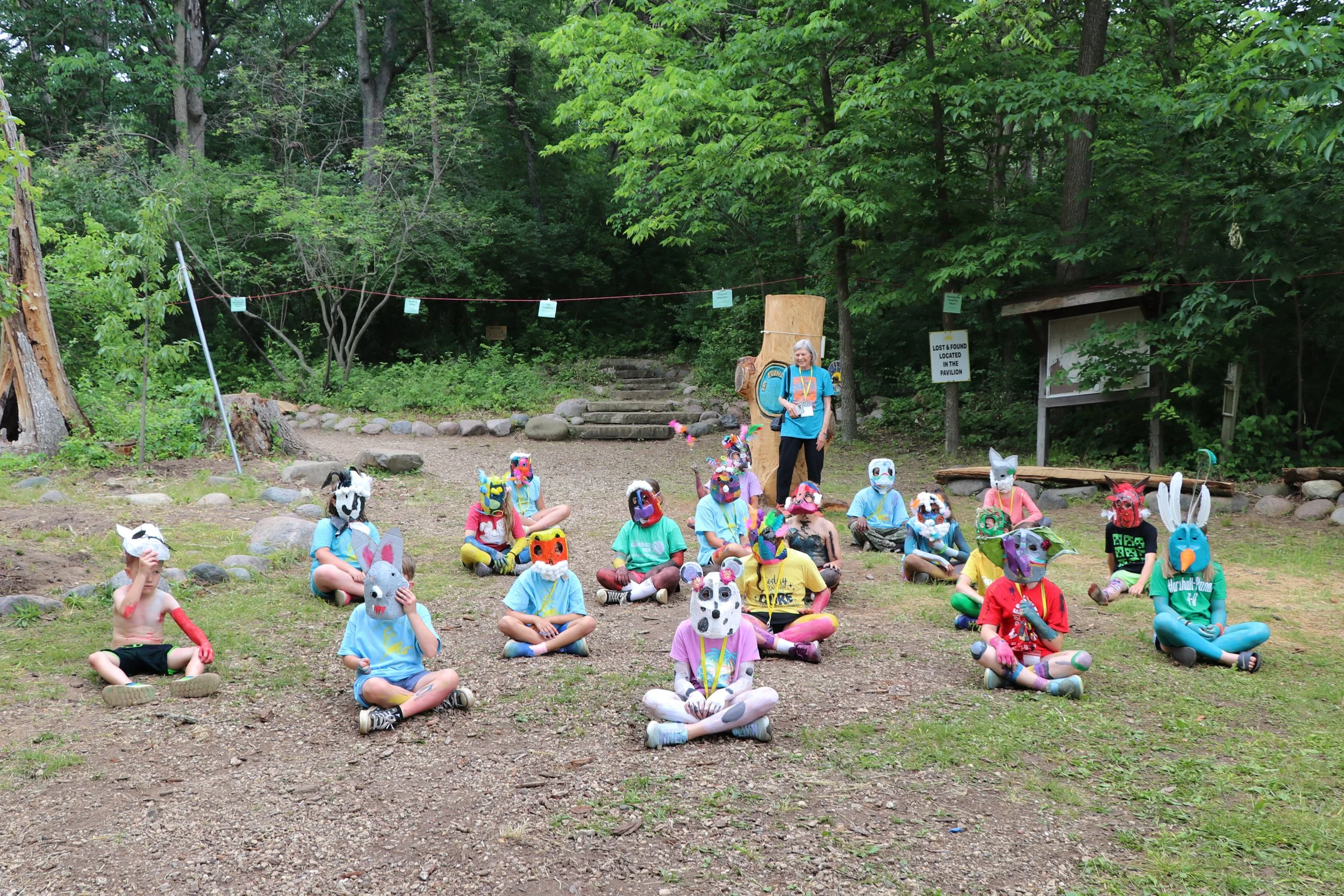Mixed media masks w Joan .JPG