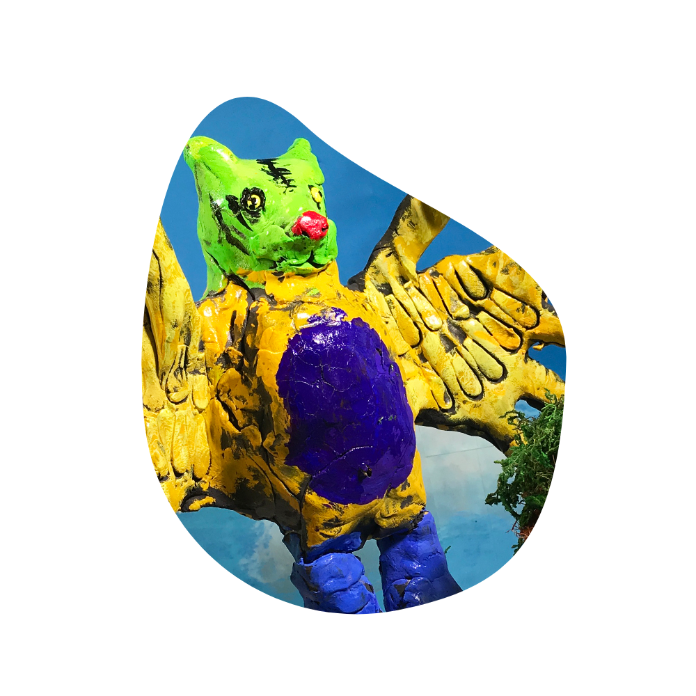 生き物づくり（トラ＋コウモリ＋カエル）