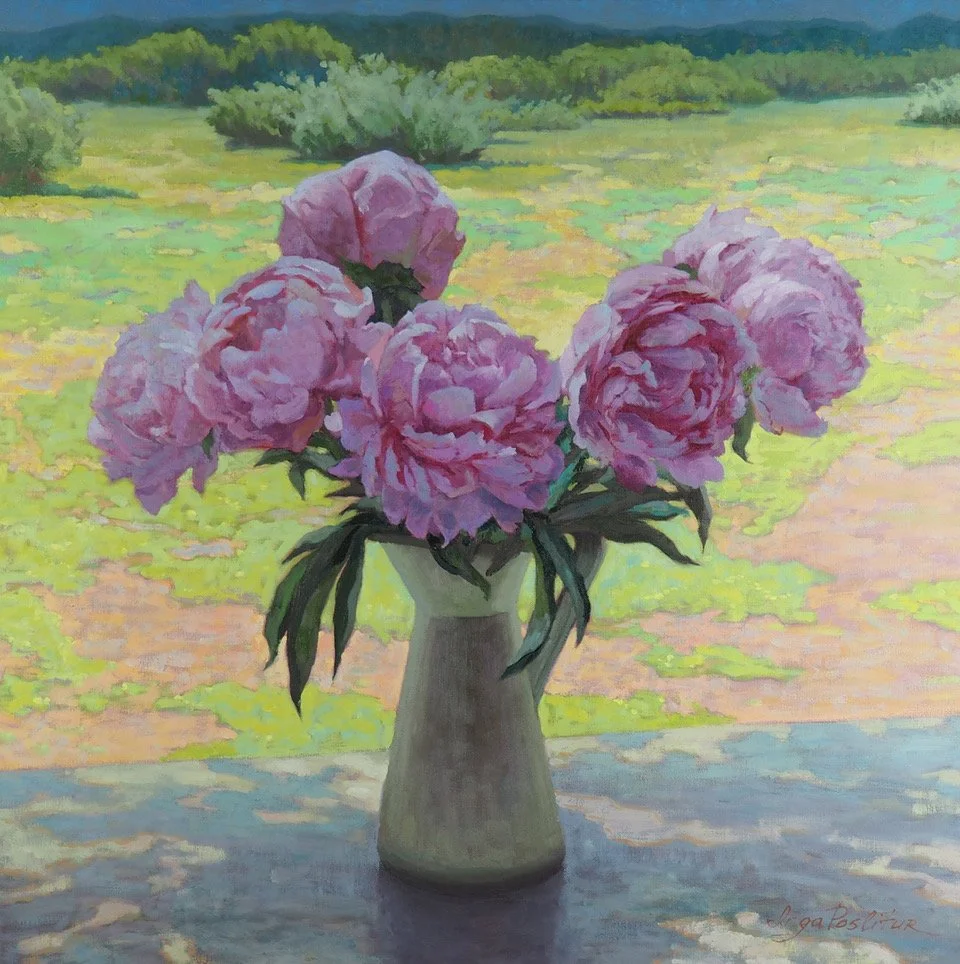 Inga Poslitur Peonies Up in Sierras 30x30inch.jpeg