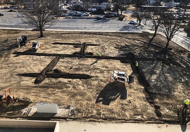 Irrigation trenches = the new crop circle
.
.
.
#amblerarchitects #towercenter #greenspace #constructionsite #comingsoon #birdseyeview