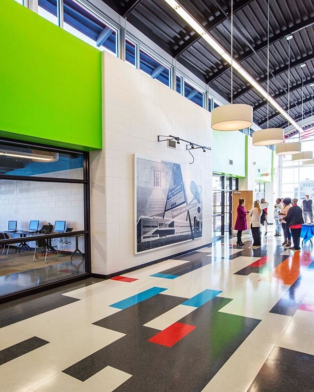 It's #flooringfriday and #flashbackfriday! To catch both topics, we are sharing the Martin Luther King Center, an energetic space that isn't lacking on color.
.
.
.
#amblerarchitects #architecturaldetails #interiordesign #ihavethisthingwithfloors #vc