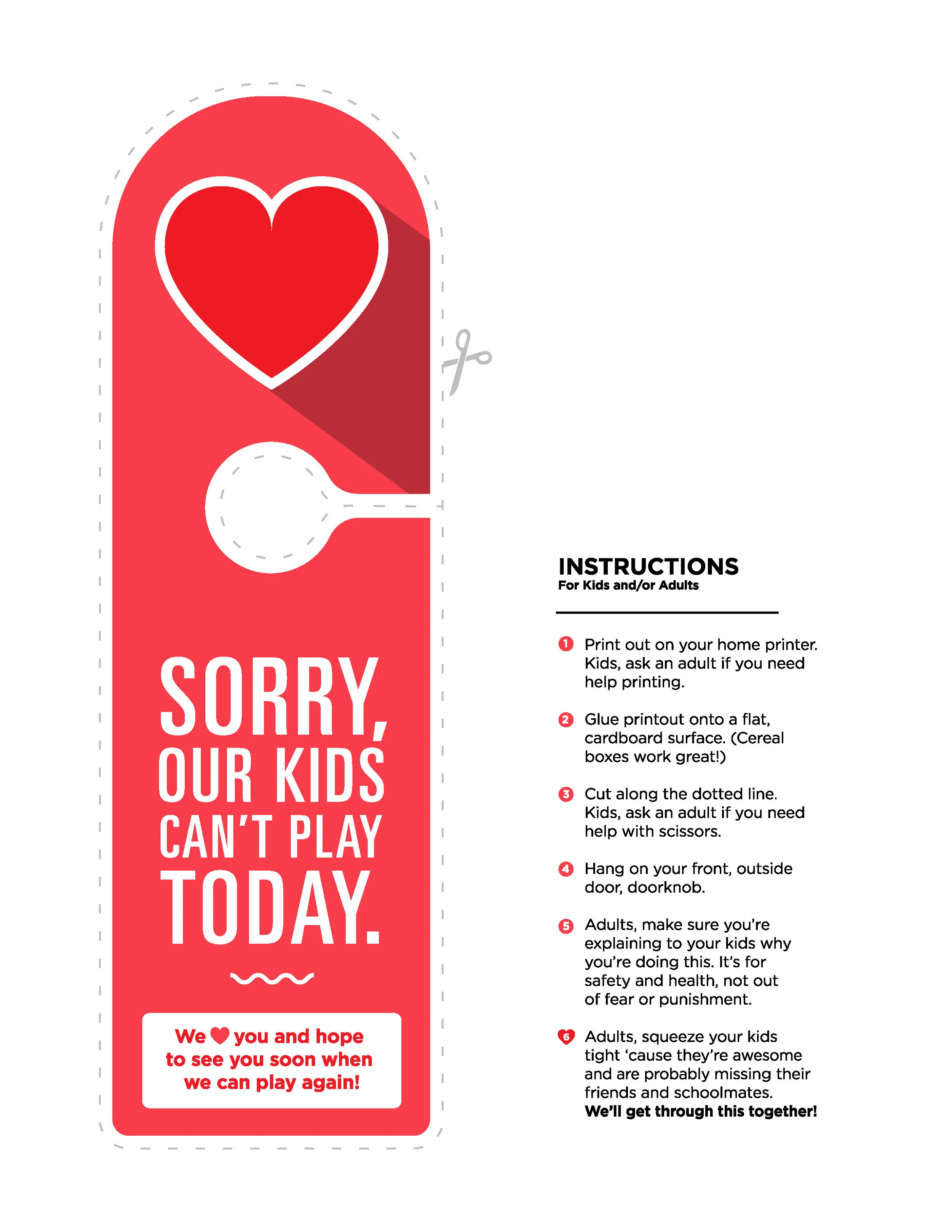 Kids Can't Play Door Hanger - FREE Download!