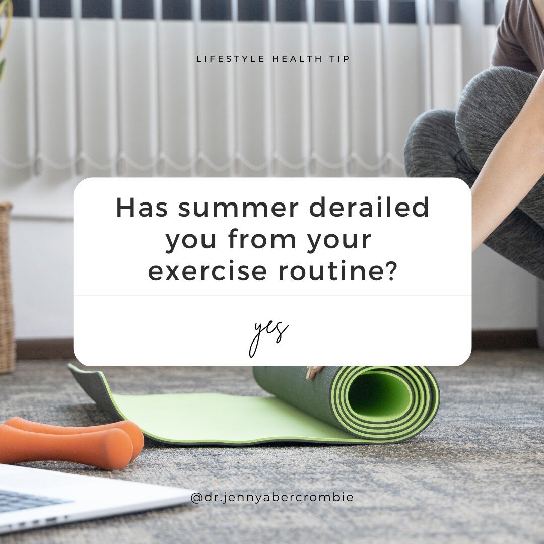 How to get out of an exercise slump⁠
⁠
Has summer got you feeling lazy? Or maybe vacations have derailed you from your exercise routine?⁠
⁠
Everybody hits an exercise slump sometime, so the first thing is to give yourself some grace. ⁠
⁠
Then try one