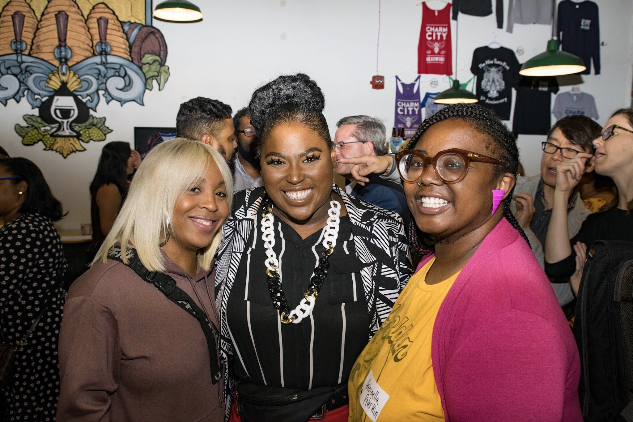 Jamaya Moore and Takia Ross (2018 BCAN Founder Fellowship alum and mentor, respectively) and local entrepreneur Antionella Peterkin