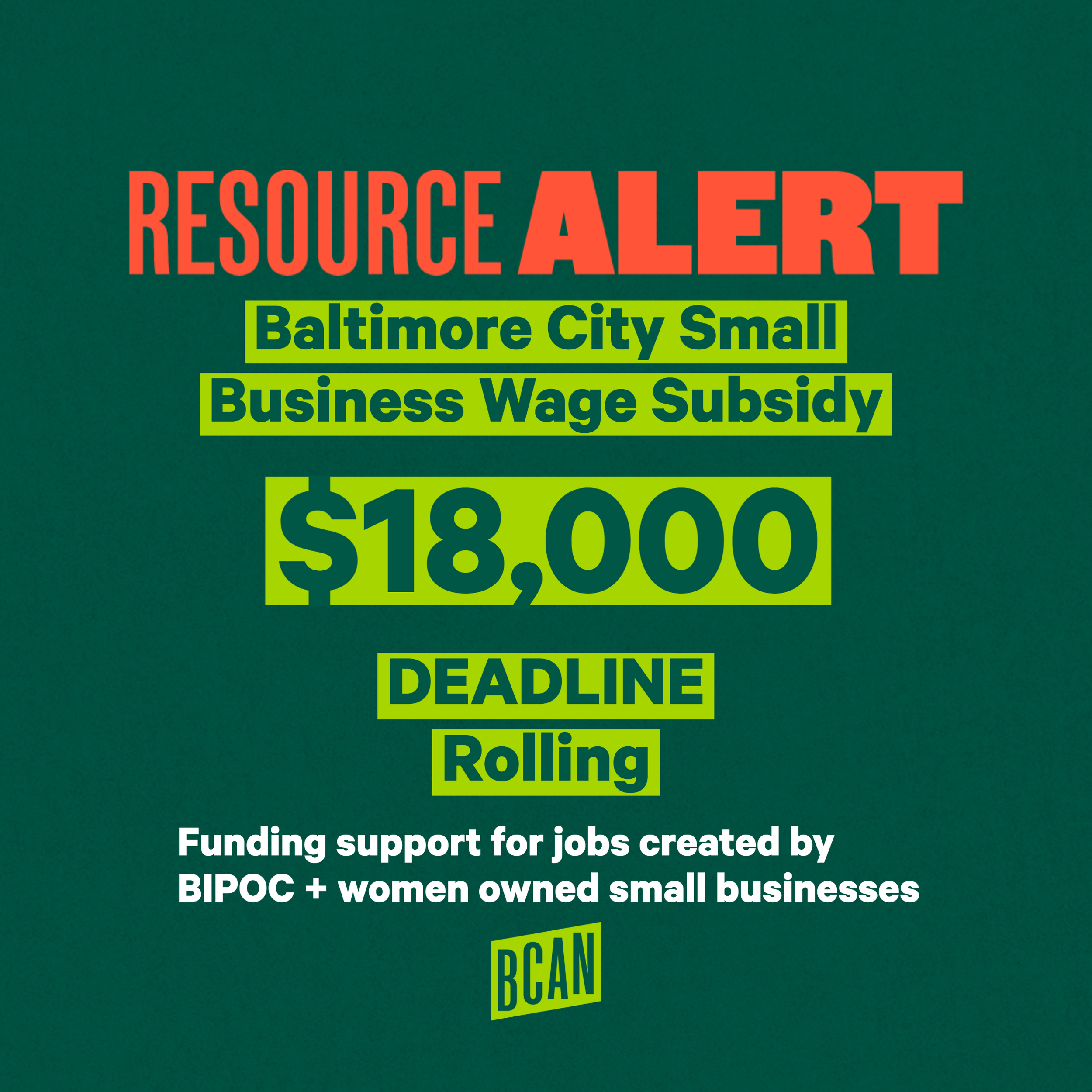 Baltimore City Small Business Wage Subsidy Grants