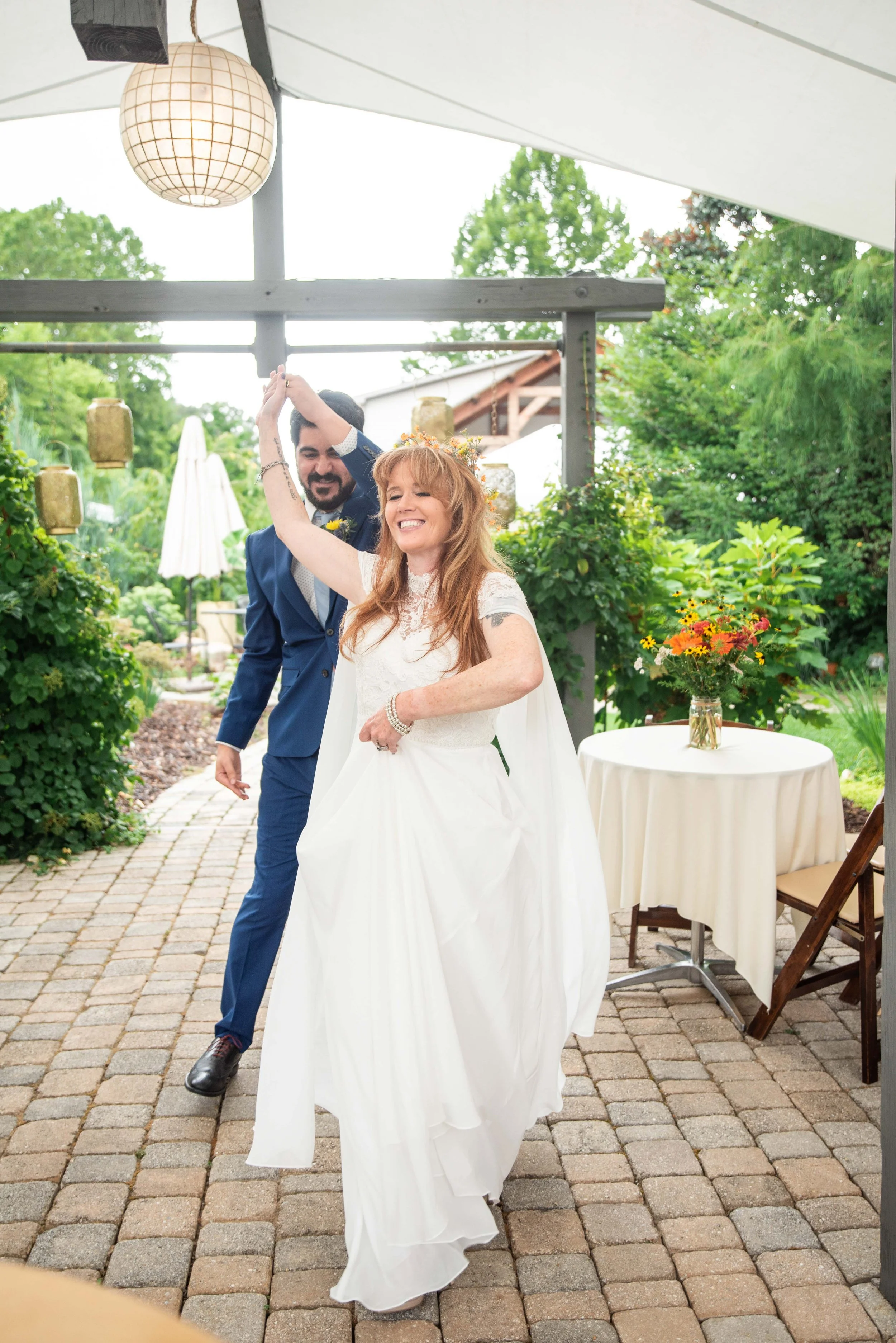 Bohemian Bridal Gown with Cape at Garden Elopement-88.jpg