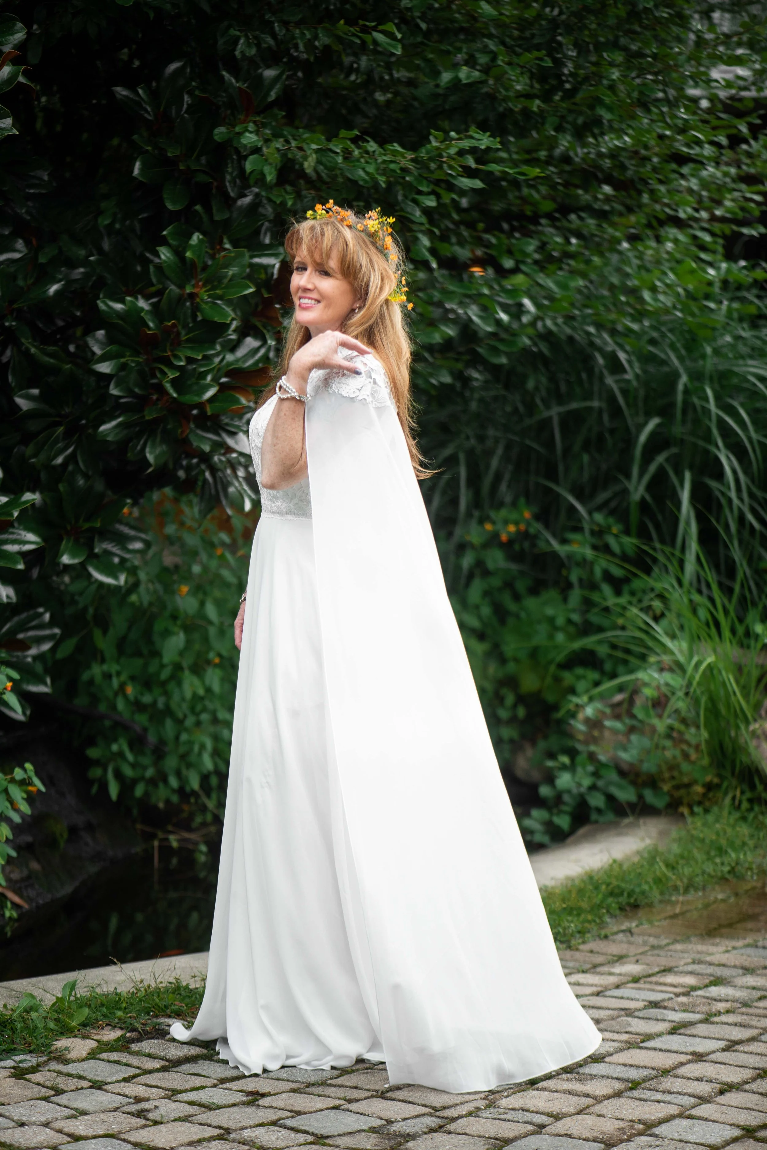 Bohemian Bridal Gown with Cape at Garden Elopement-172.jpg