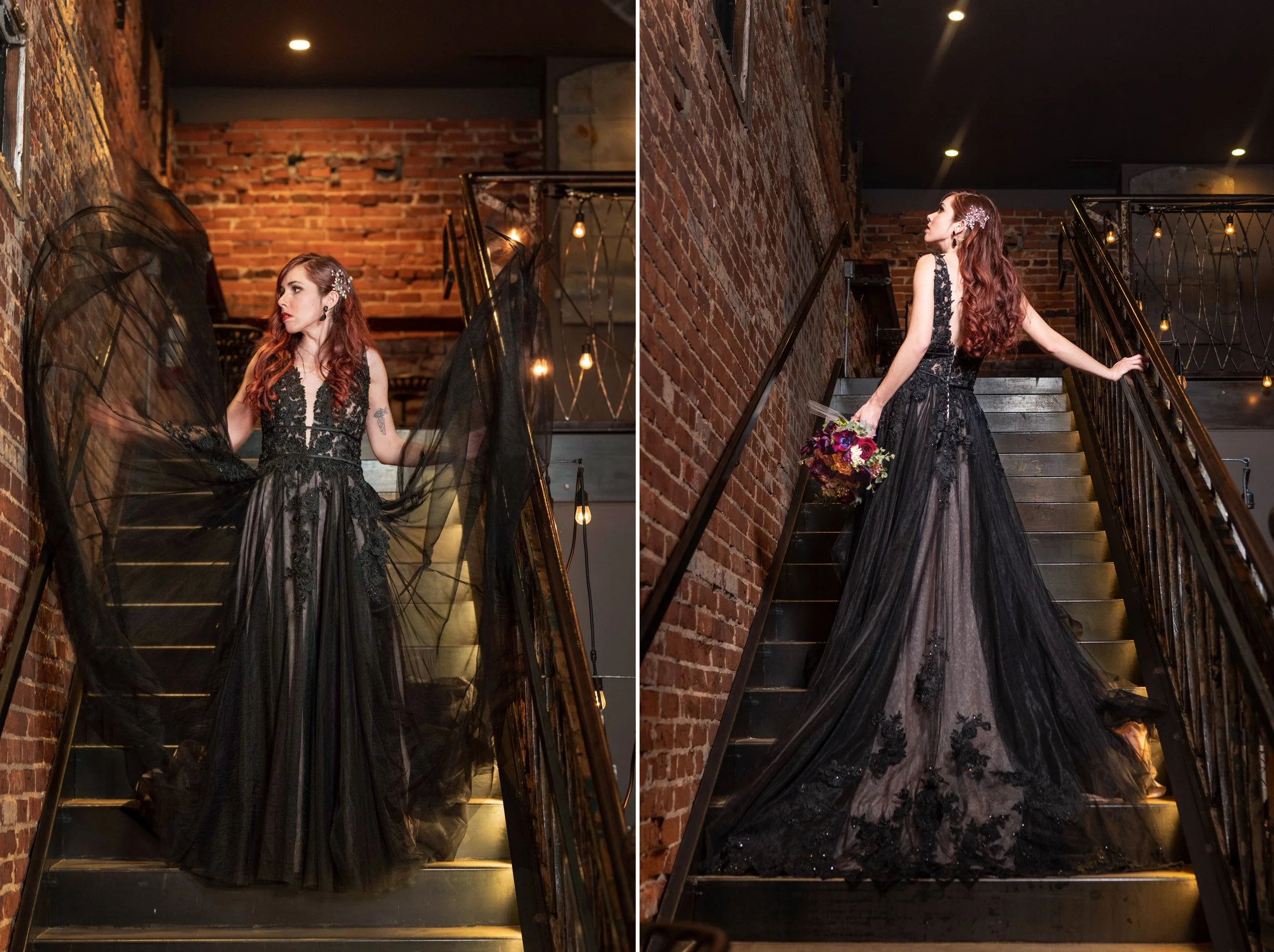 Winter Wedding at the Cookery_Black Wedding Dress 8.jpg