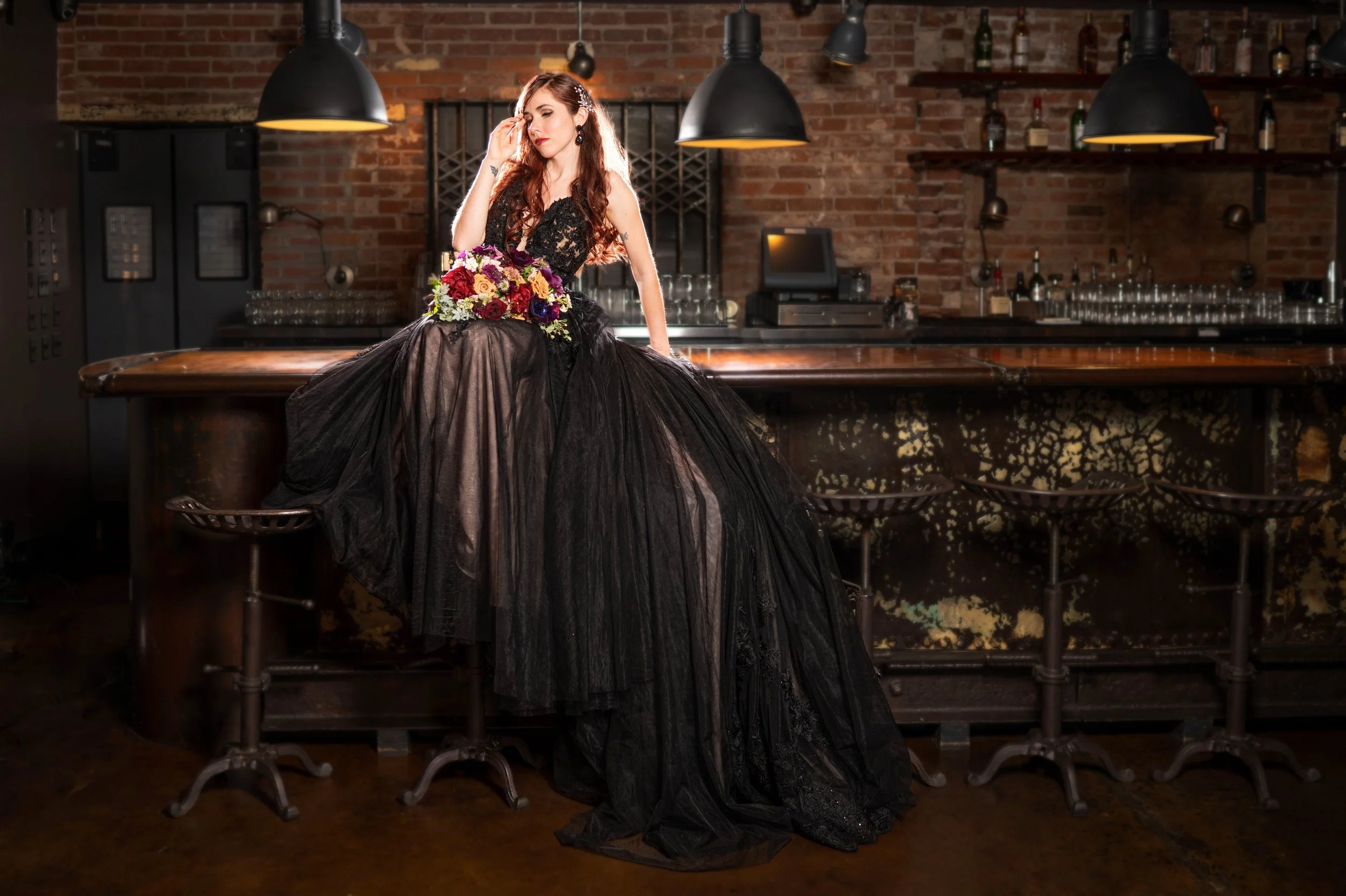 black wedding dress  Adrian Etheridge Photography