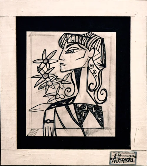 Jacqueline with Flowers & Curls | 23x26 inches