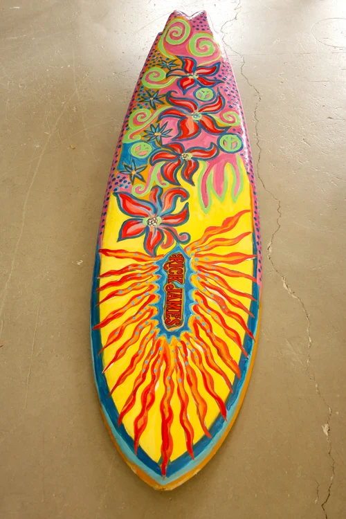 vintage Rick James surfboard