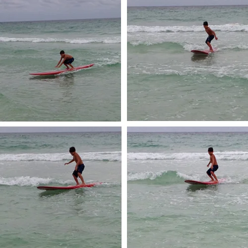 Noah loves riding waves