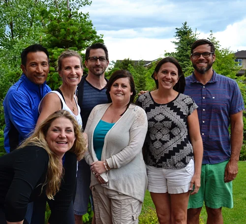 visiting with friends: Blake, Brian, Melissa, Michael, + Michelle