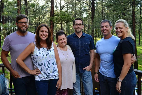 visiting with friends: Michelle, Michael, Jim, + Beth