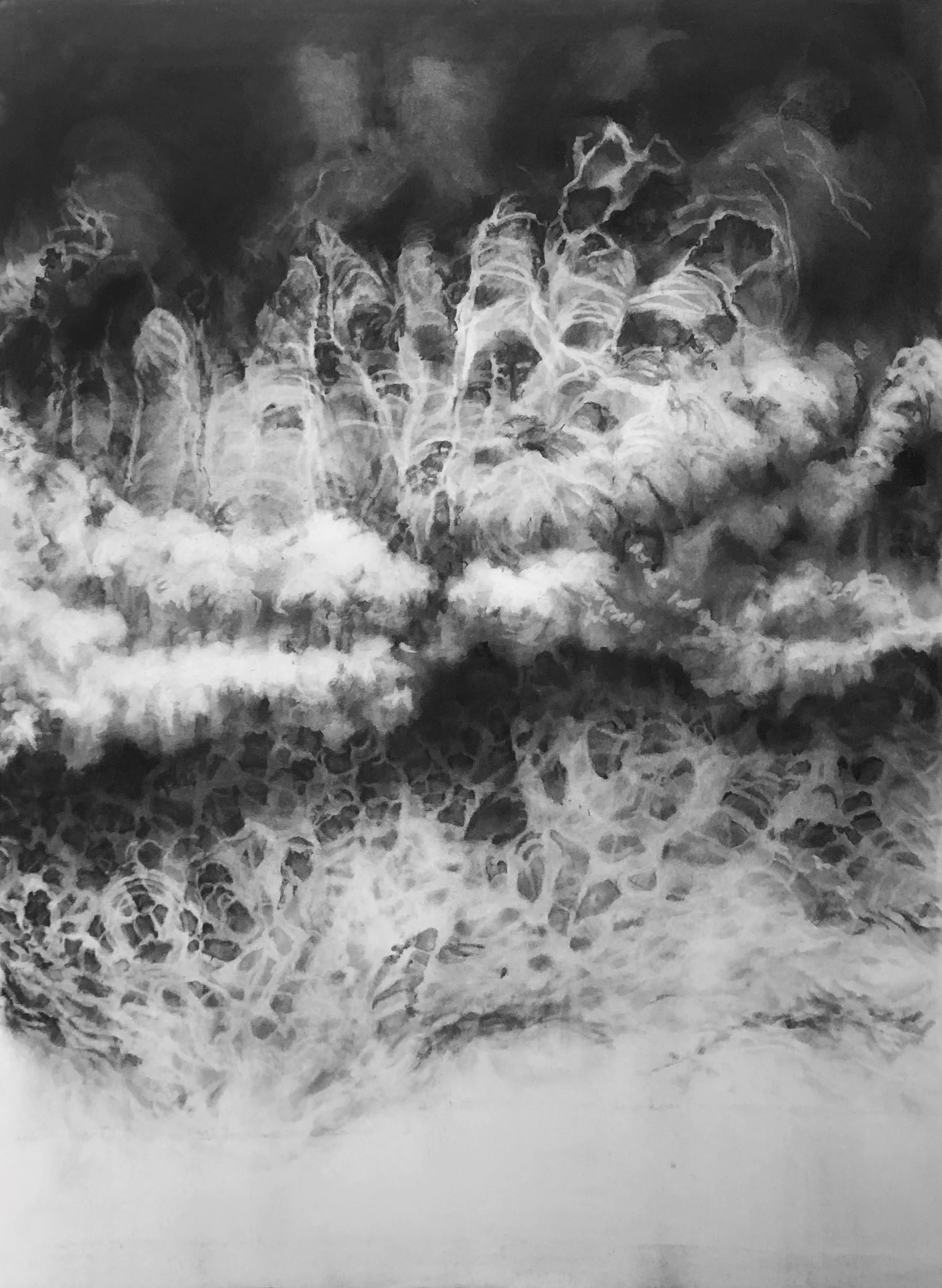Water│Reynisdrangar Iceland , 2019 , charcoal on paper, 120x85cm enquire