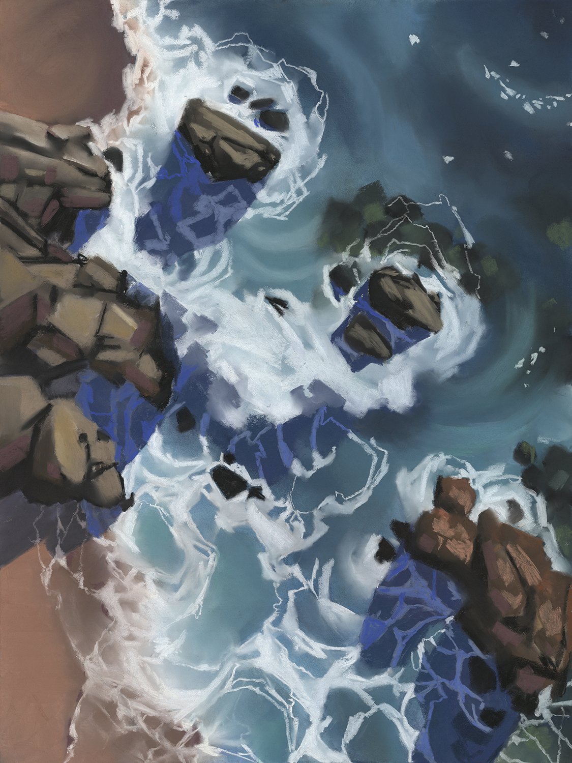 Voice in the undertow, pastel on paper, 110(H) x85(W)x9(D)cm