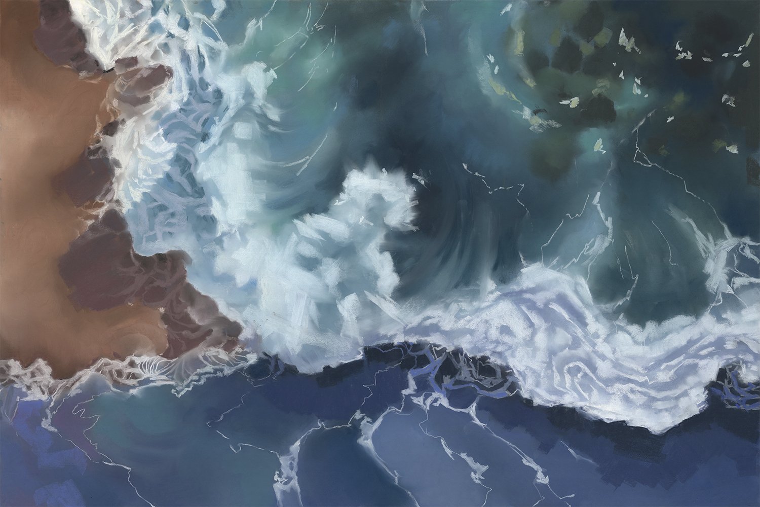 Two Oceans, pastel on paper, 110(H)x160(W)x9(D)cm