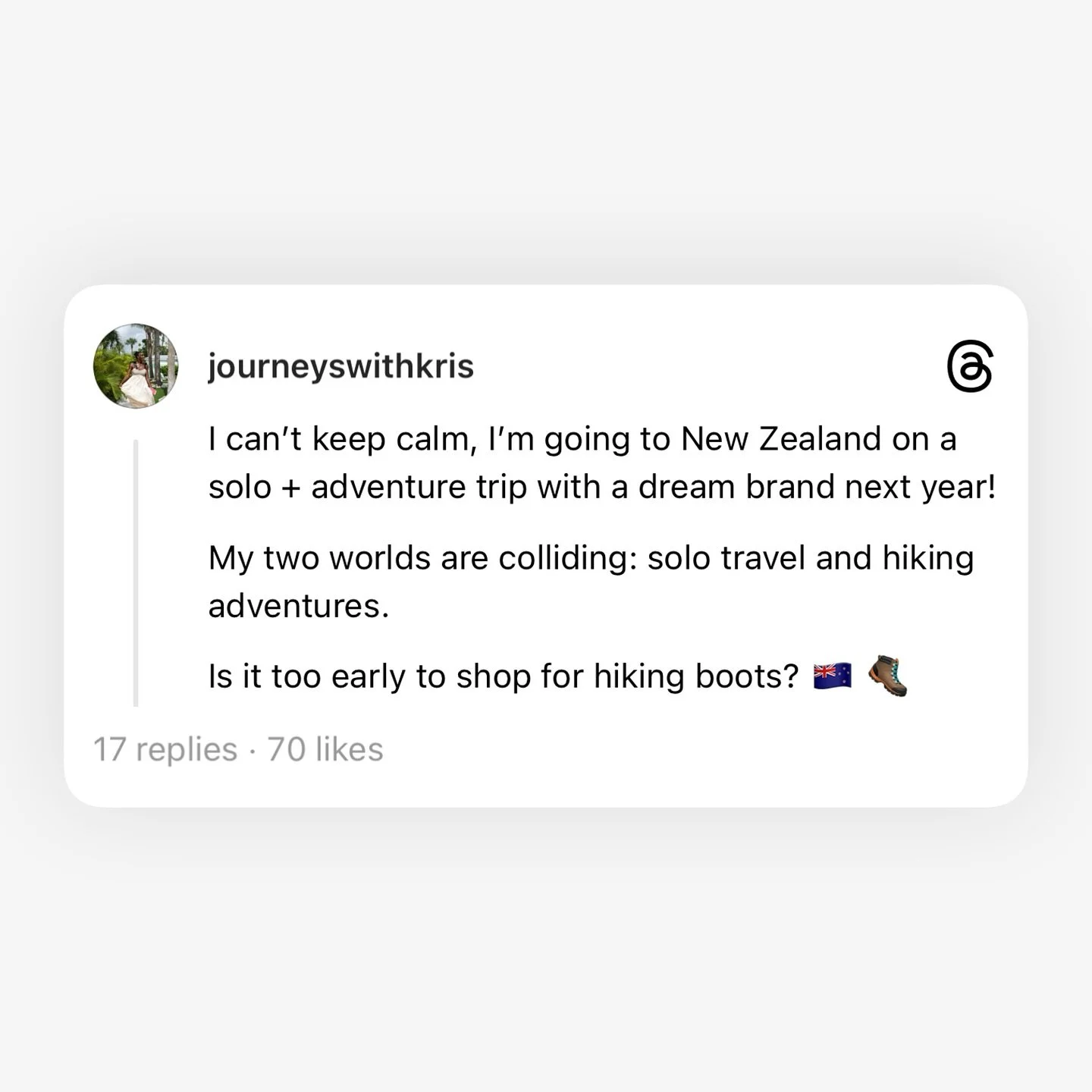 Just a girl who only ever loved solo traveling, and adventures, hiking adventures to be specific! 

Remember how I was fighting for my life hiking up Volcano de Acatenango in Guatemala? Now I&rsquo;m headed to New Zealand for an adventure of a lifeti