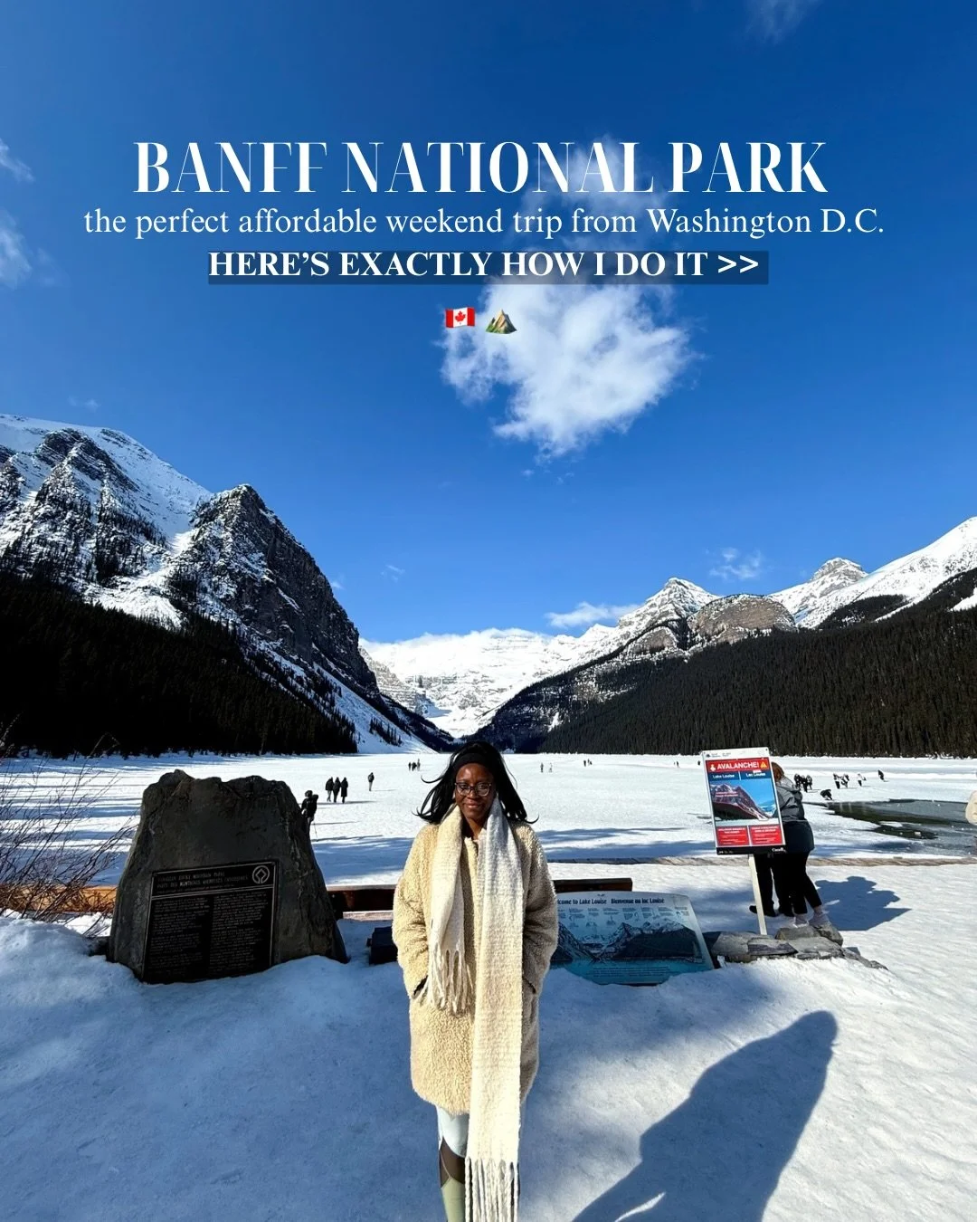 🇨🇦 🏔️ Did you know you could visit the Canadian Rockies on a weekend trip from D.C.? [ Save + Share] if Banff National Park is on your bucketlist!

✈️ Direct flight is 5 hours and $200 roundtrips

🚗 Calgary to Banff: 90-minute drive 

Park fees: 