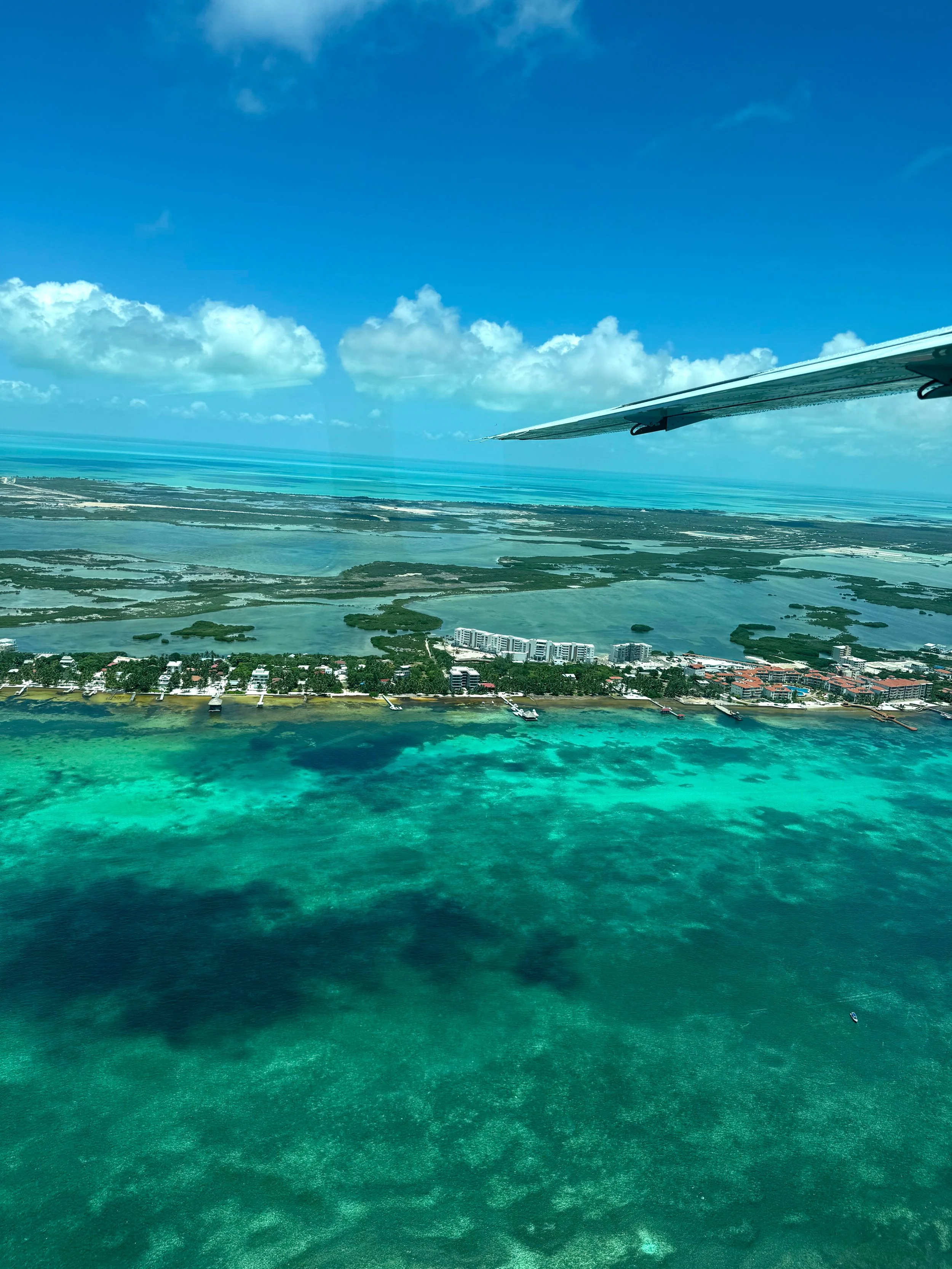 Aerial view of the Caribbean Sea, Belize Barrier Reef