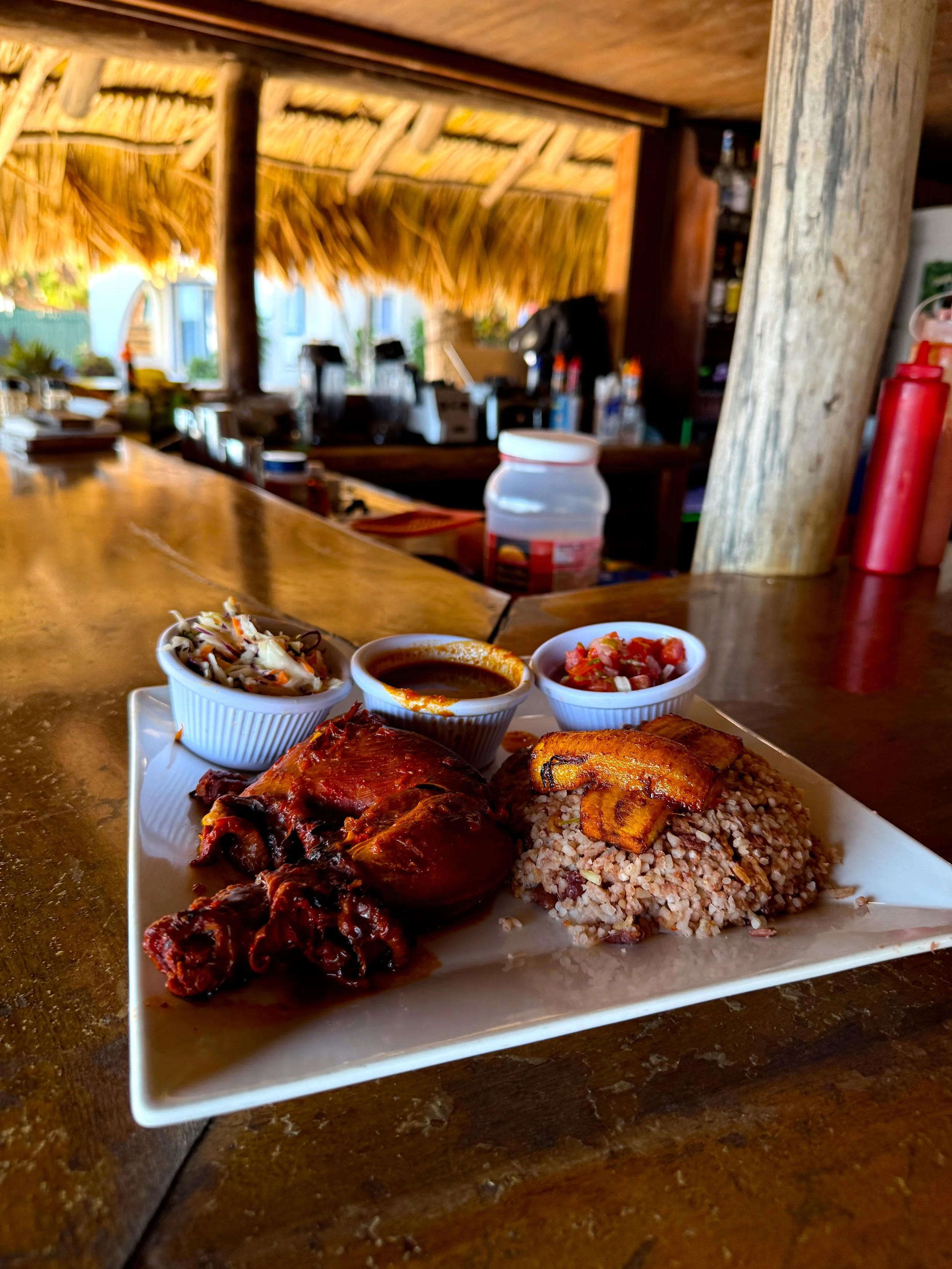 A picture of rice, chicken and peas at the Caribbean Villas Hotel  in San Pedro Belize