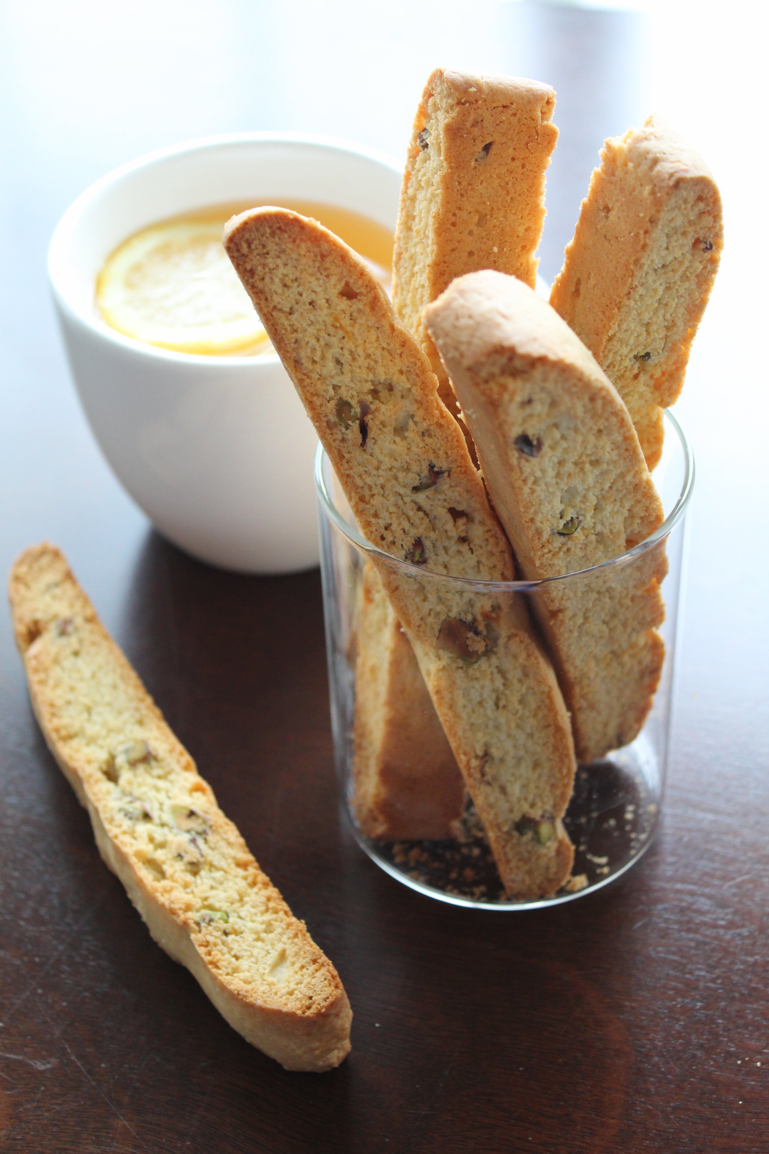 Baking Up Batches of Pistachio Biscotti Dipped in White Chocolate