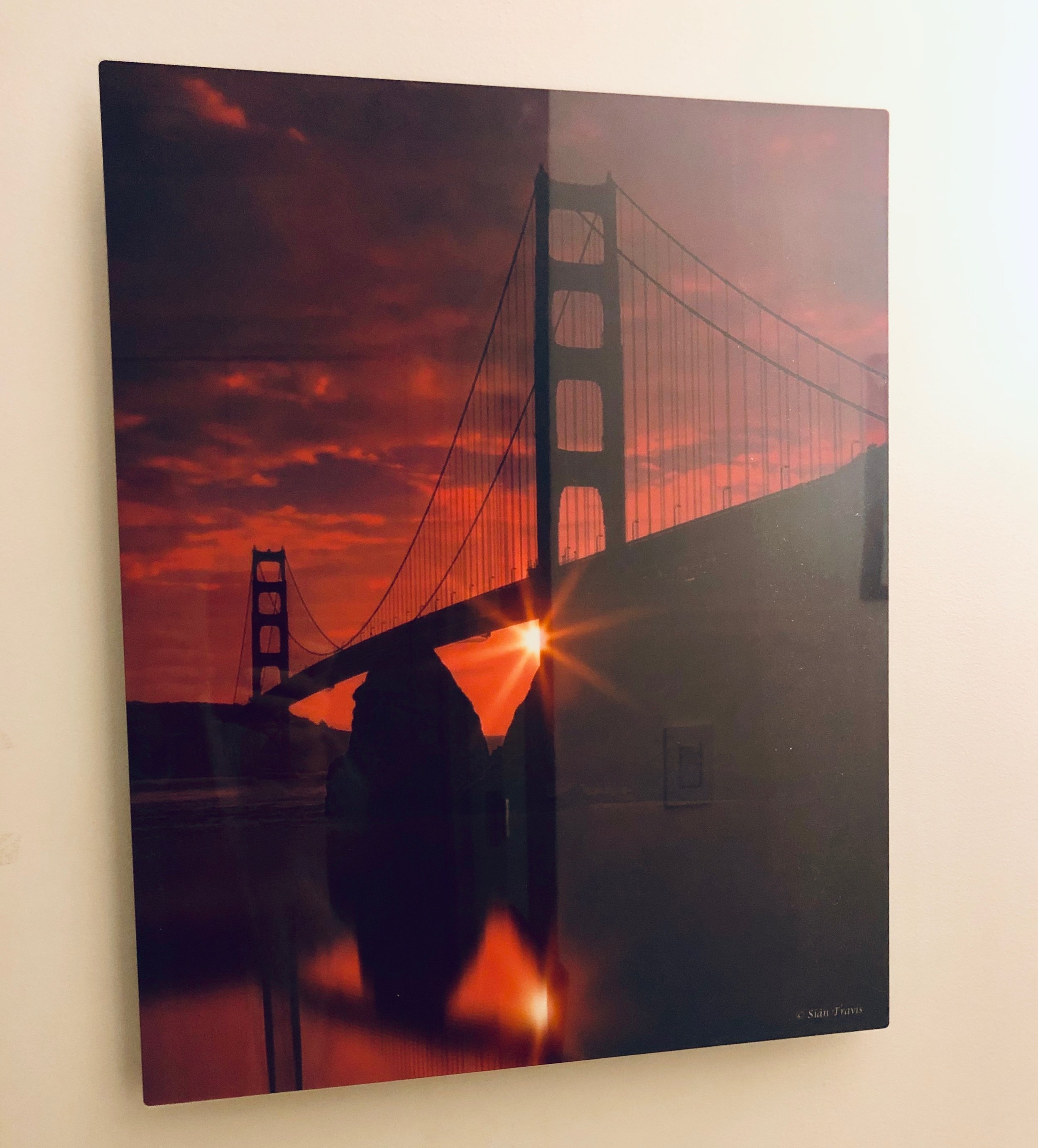 GOLDEN GATE SUNSET - Metal Print, 16X20, Glossy White