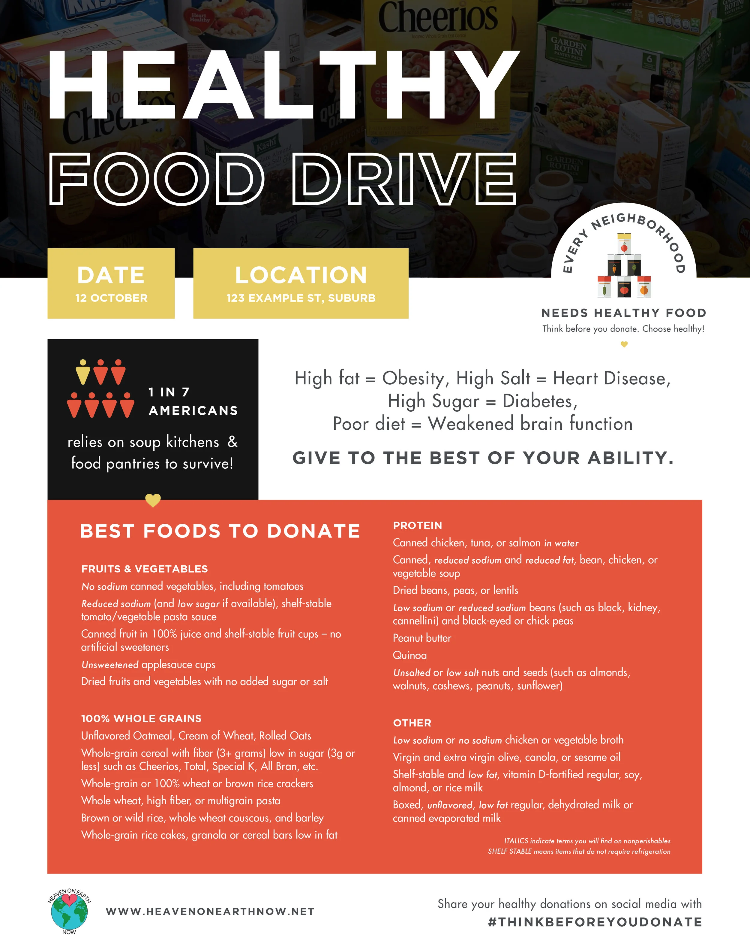 Editable Healthy Food Drive Poster