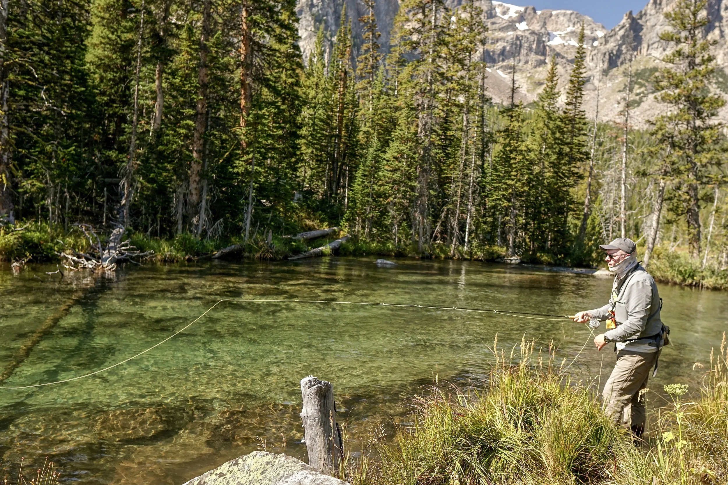 Charles Boinske fishing a beautiful Montana River. A lighter line color is easy for the eye to notice any slack or bellies forming during the drift.