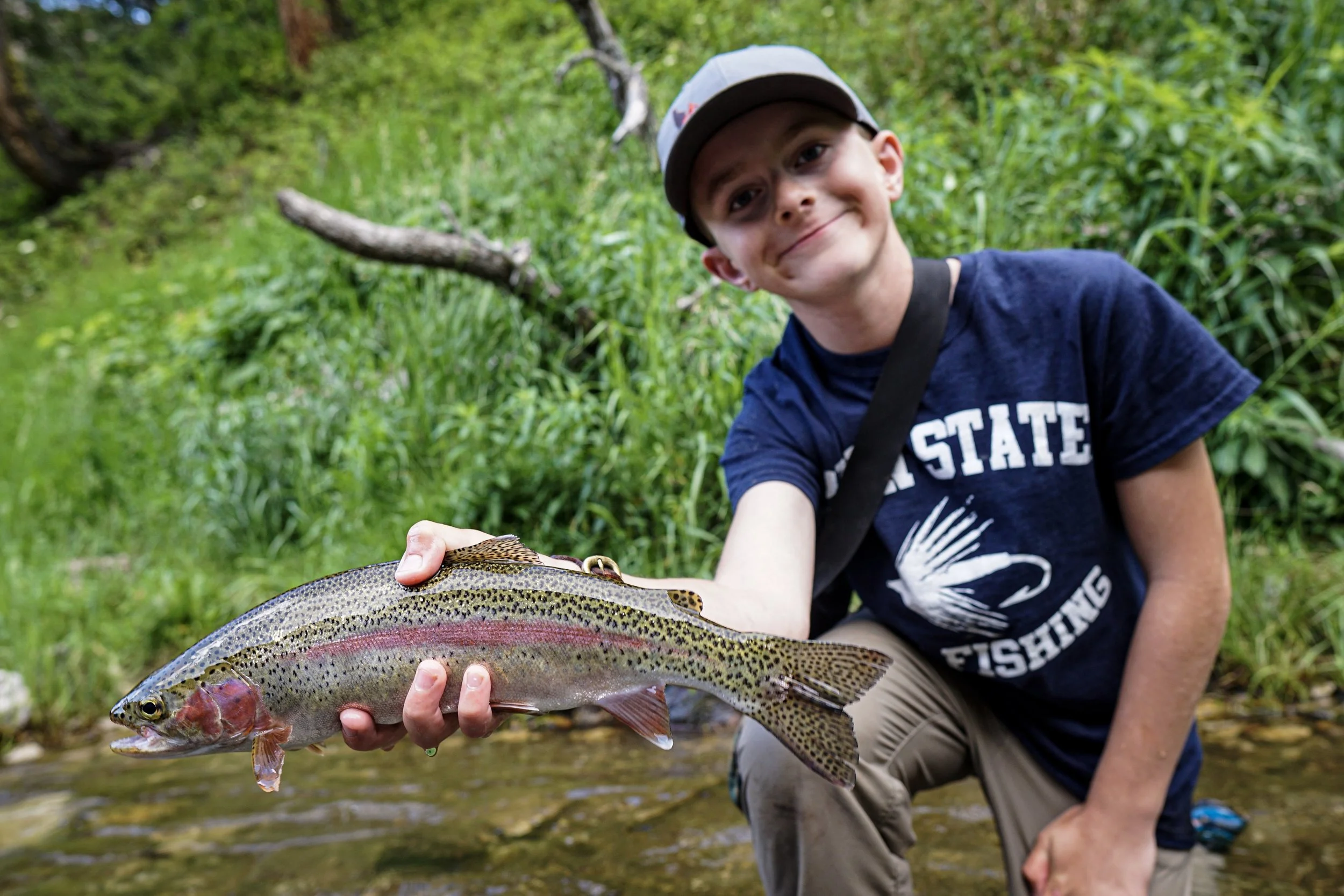 The right casting angle pays off for my son.