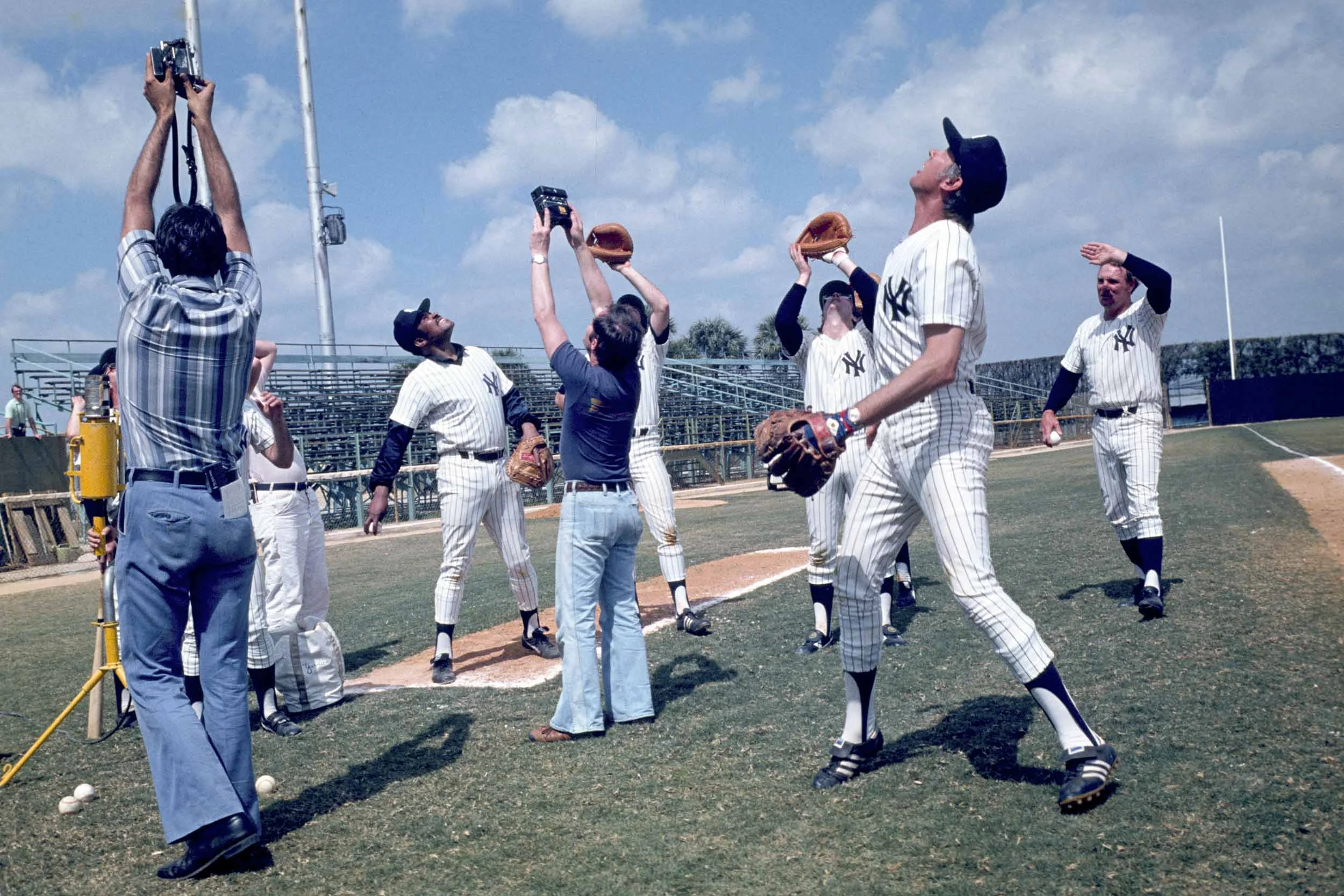 Yankees spring training pop-up practice in Fort Lauderdale, for Time Magazine. 1978