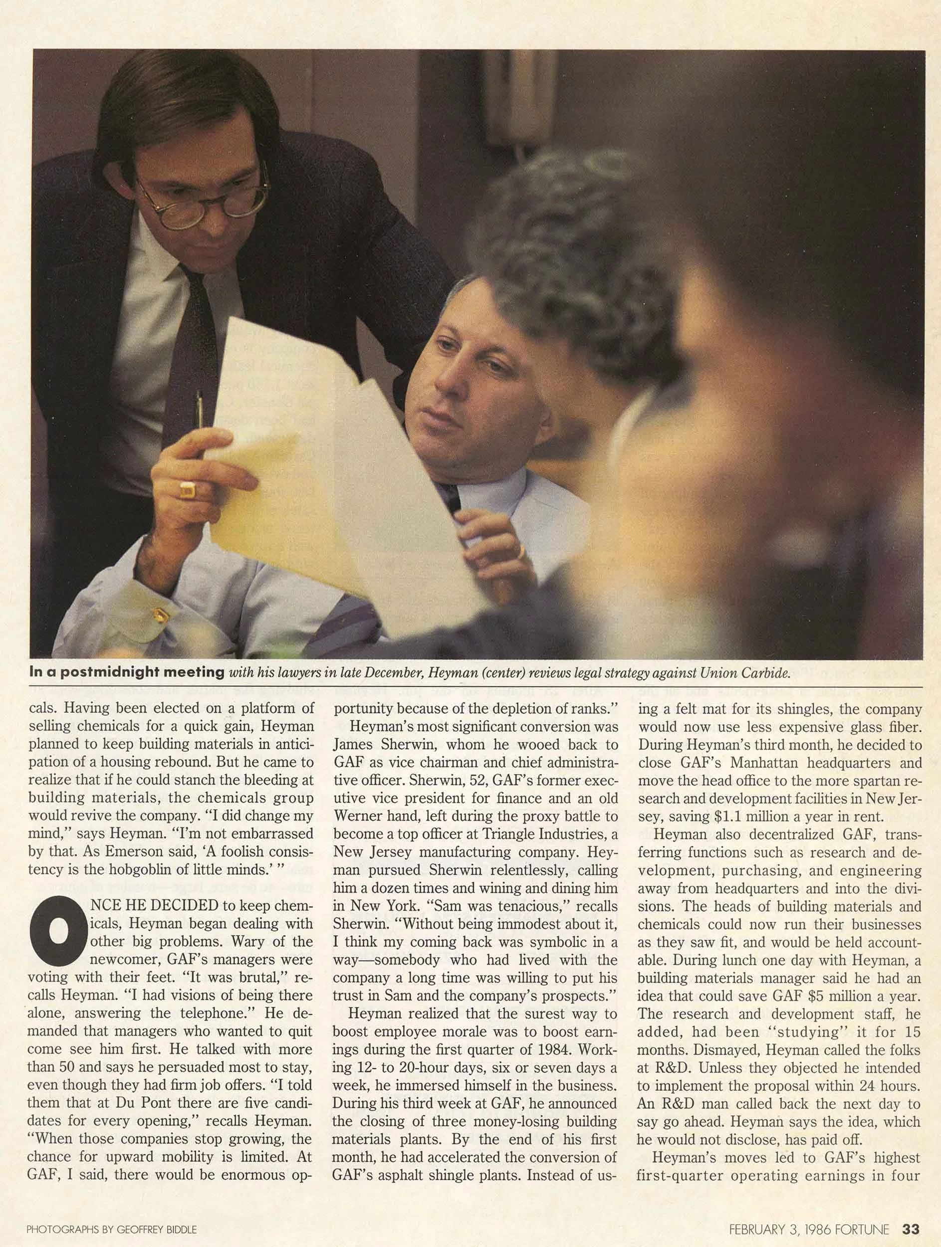 Samuel J. Heyman, CEO of GAF. 1986