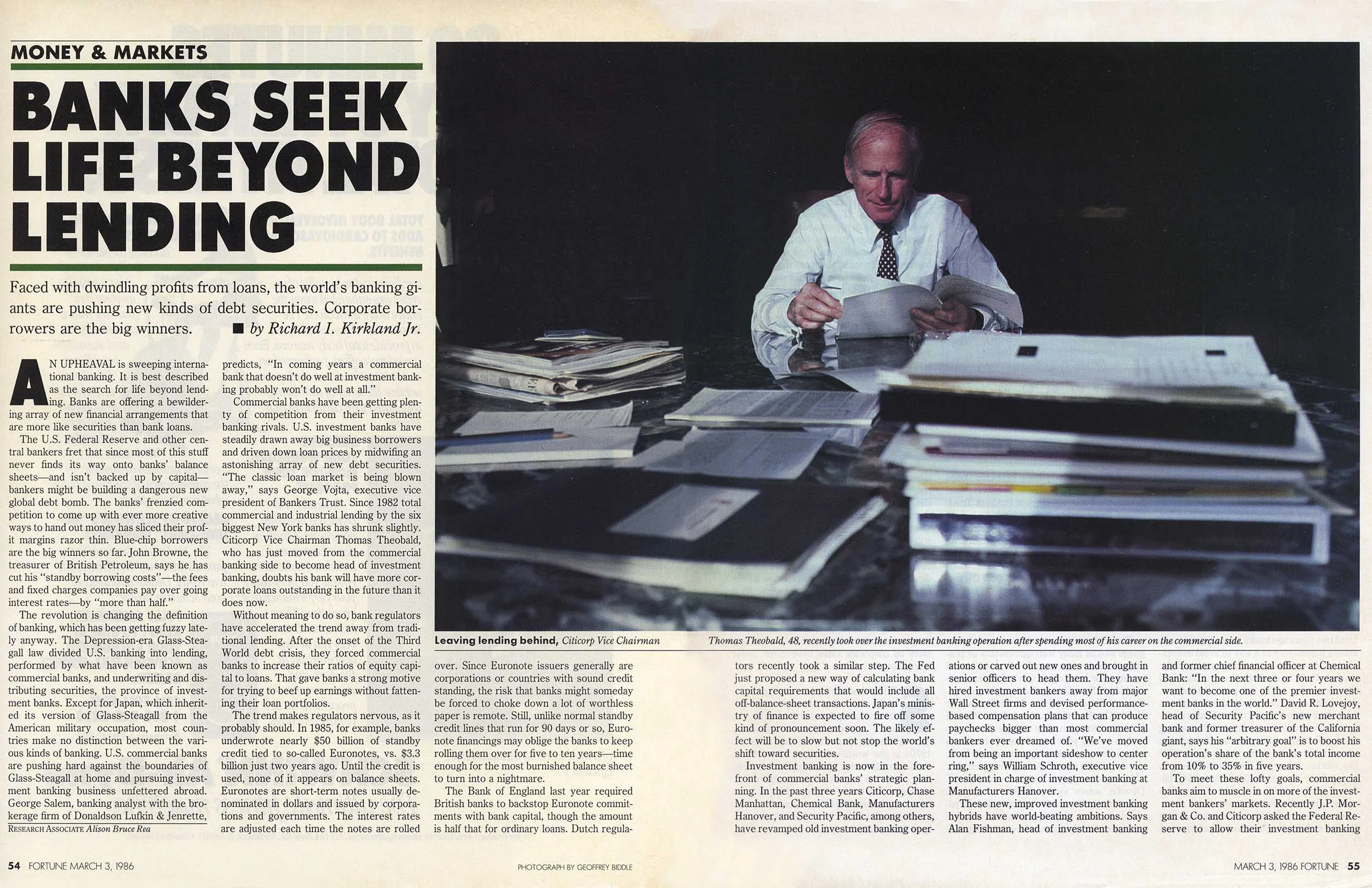Citicorp executive Thomas Theobald, published in Fortune . 1986