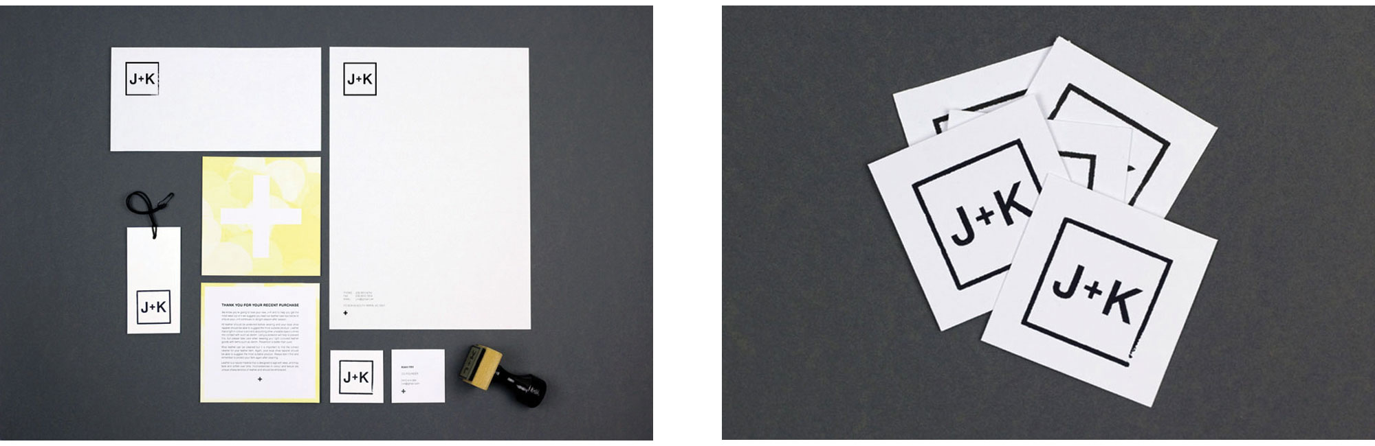 As part of this project it was important to consider cost effective ways in which the new branding could be implemented for the business. In developing the branding the logo was made into a rubber stamp to allow the client to stamp stationery and collaterals such as swing tags as needed rather than commit to large quantity minimum print runs. For a small business the client found this to be an extremely valuable solution.