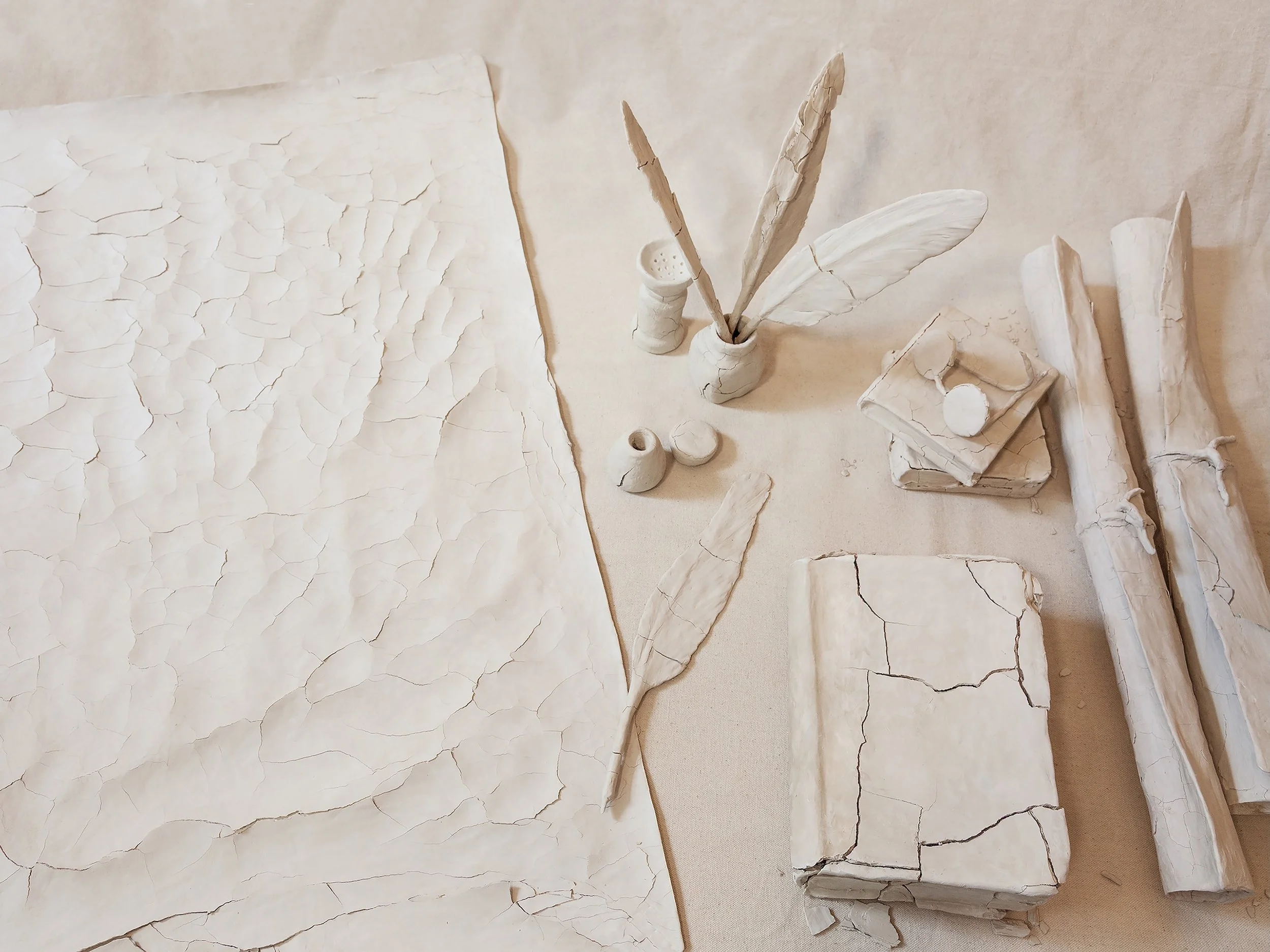 Te Tiriti o Waitangi Signing Table
Clay (unfired) and mixed media. 
Archival pigment print
2026

