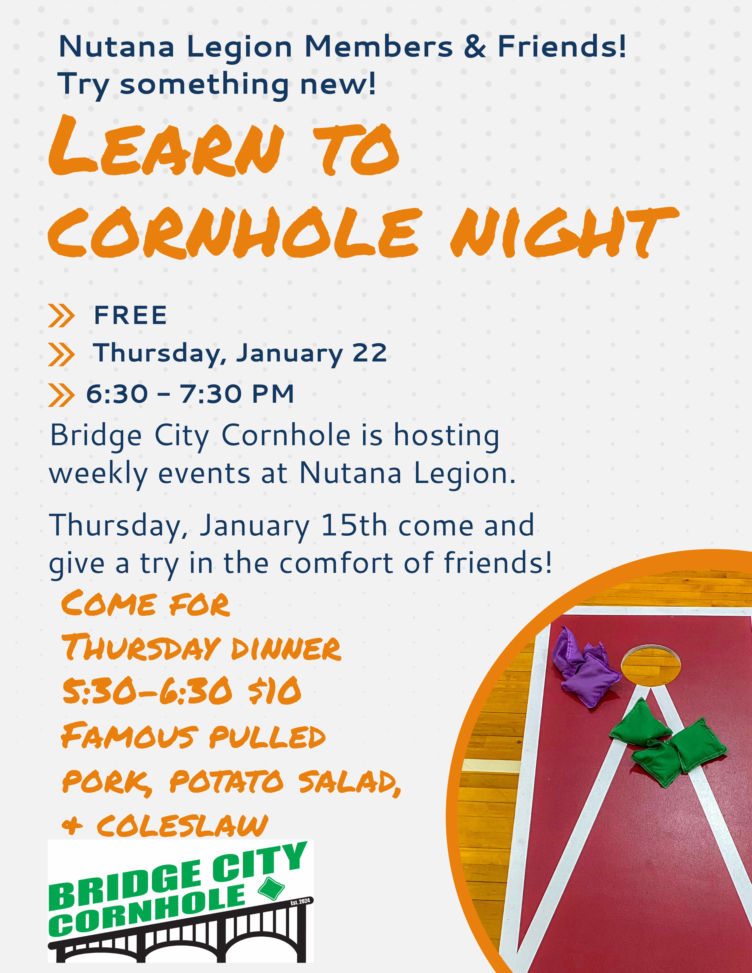 Learn to Cornhole - for Legion Members and friends