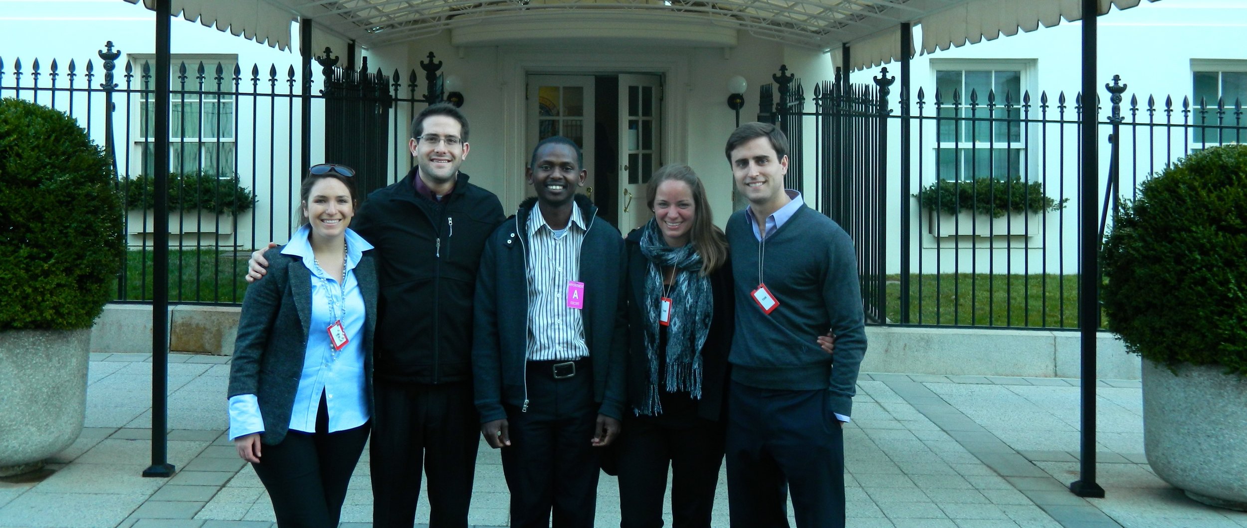 From left to right: Jessica Morse, Saul Garlick, Abdallah Mohamed, Kate Loose, Patrick Keane at the White House.