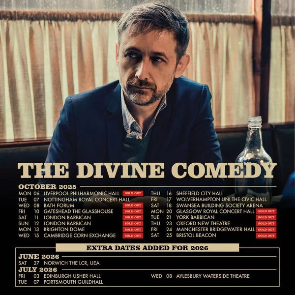 The Divine Comedy announce further tour dates for 2026 + new album 'Rainy Sunday Afternoon' out this Friday Sept 19th