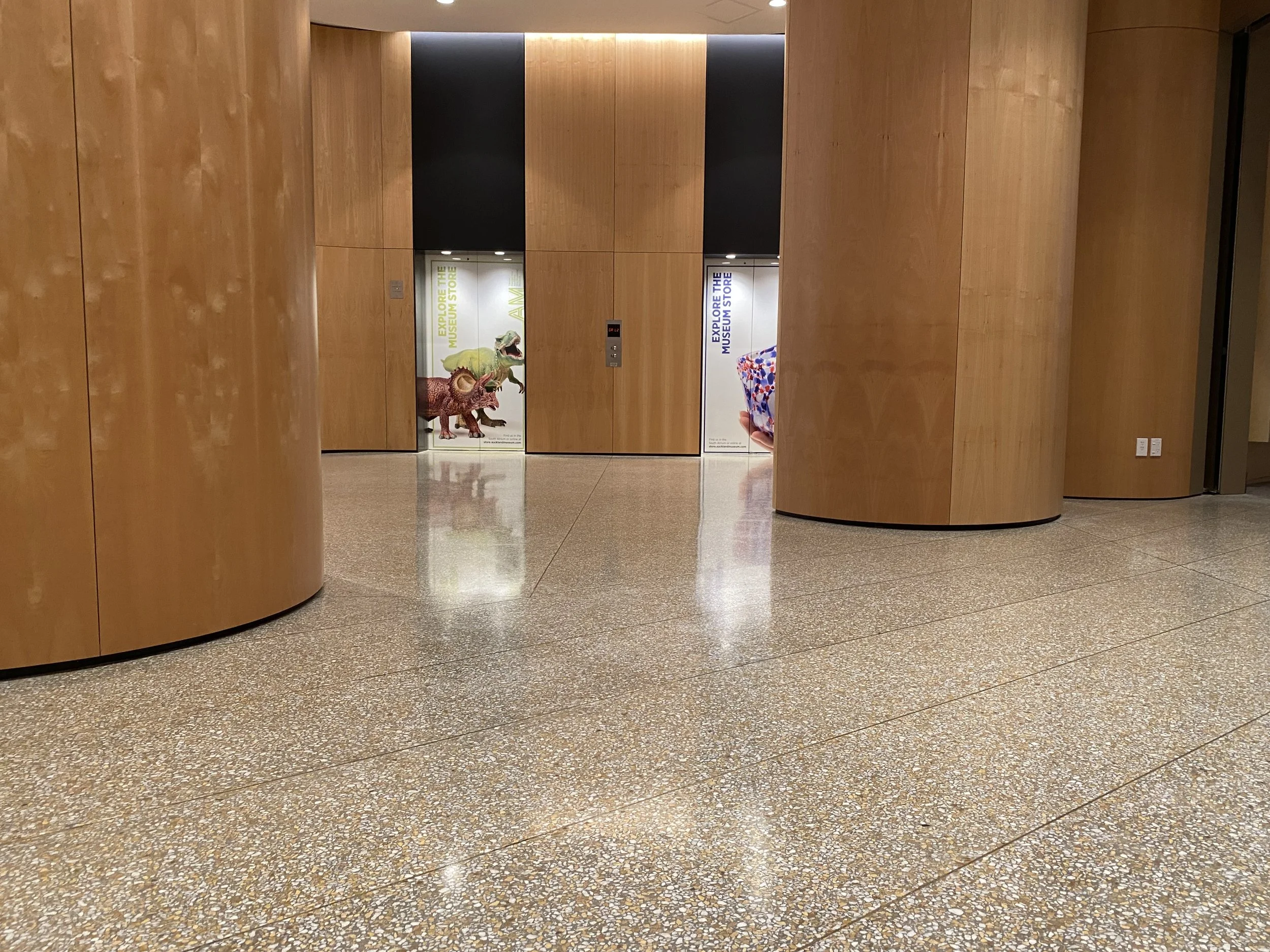 AWMM Te Ao Marama insitu floor terrazzo with pillars