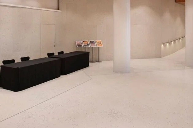 At Aotea centre we recycled the existing marble. IT was removed, crushed and used in the new terrazzo floor.