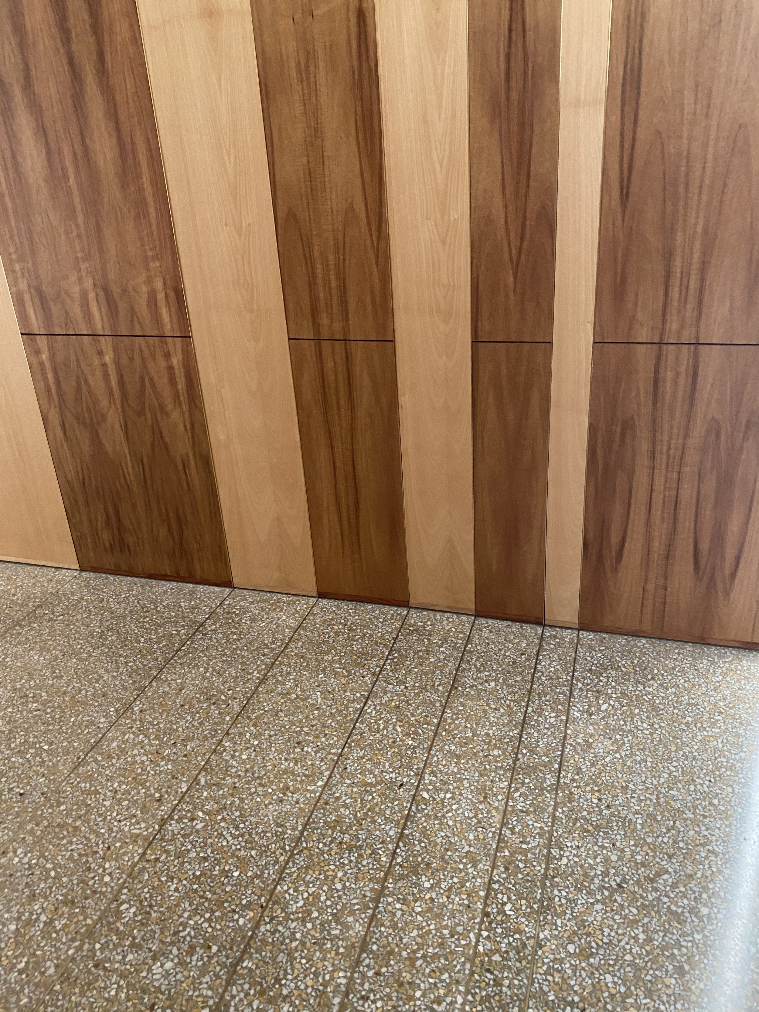 Brass accents in Terrazzo insitu floor Auckland War Memorial Museum