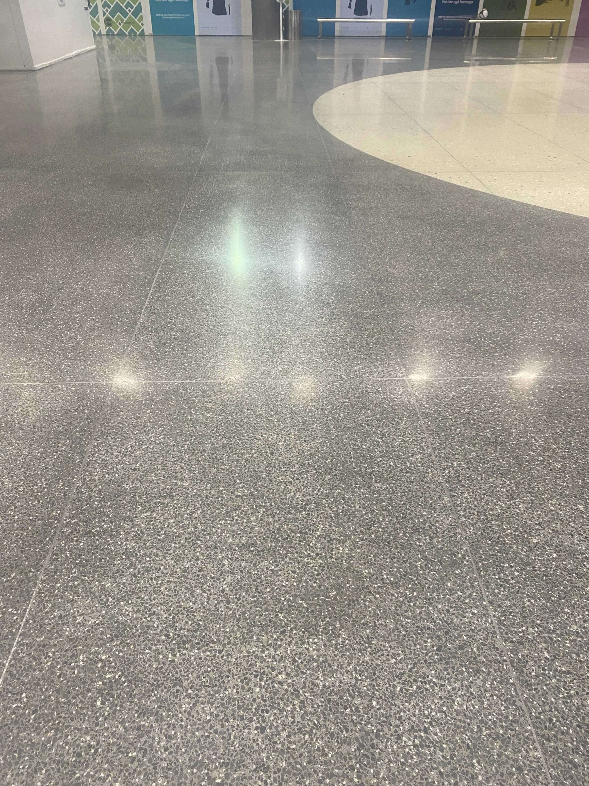 Gray terrazzo mix Britomart Train station platform